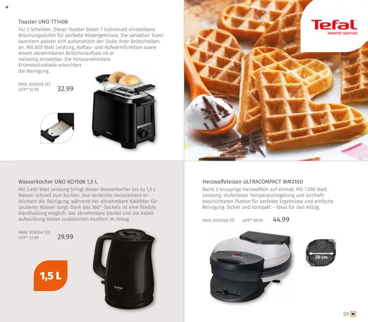 Müller Haushaltskatalog – gültig ab 03.10.2025 | Seite: 59 | Produkte: Wasserkocher, Toaster, Toast, Wasser