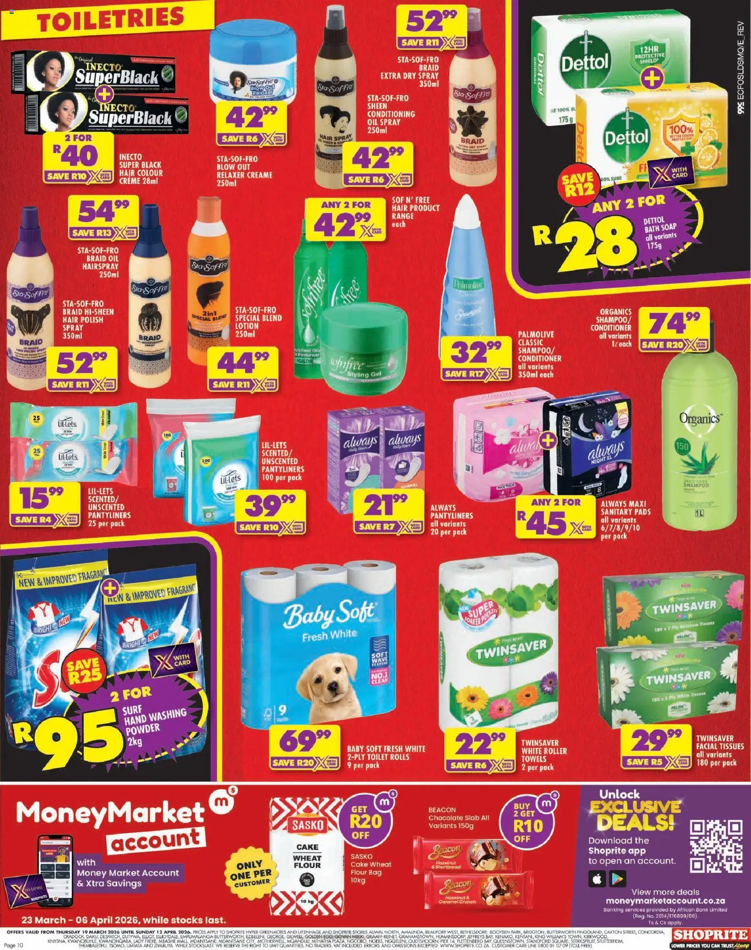 New Shoprite catalogue – valid from 19.03.2026 | Page: 10 | Products: Pads, Oil, Soap, Lotion