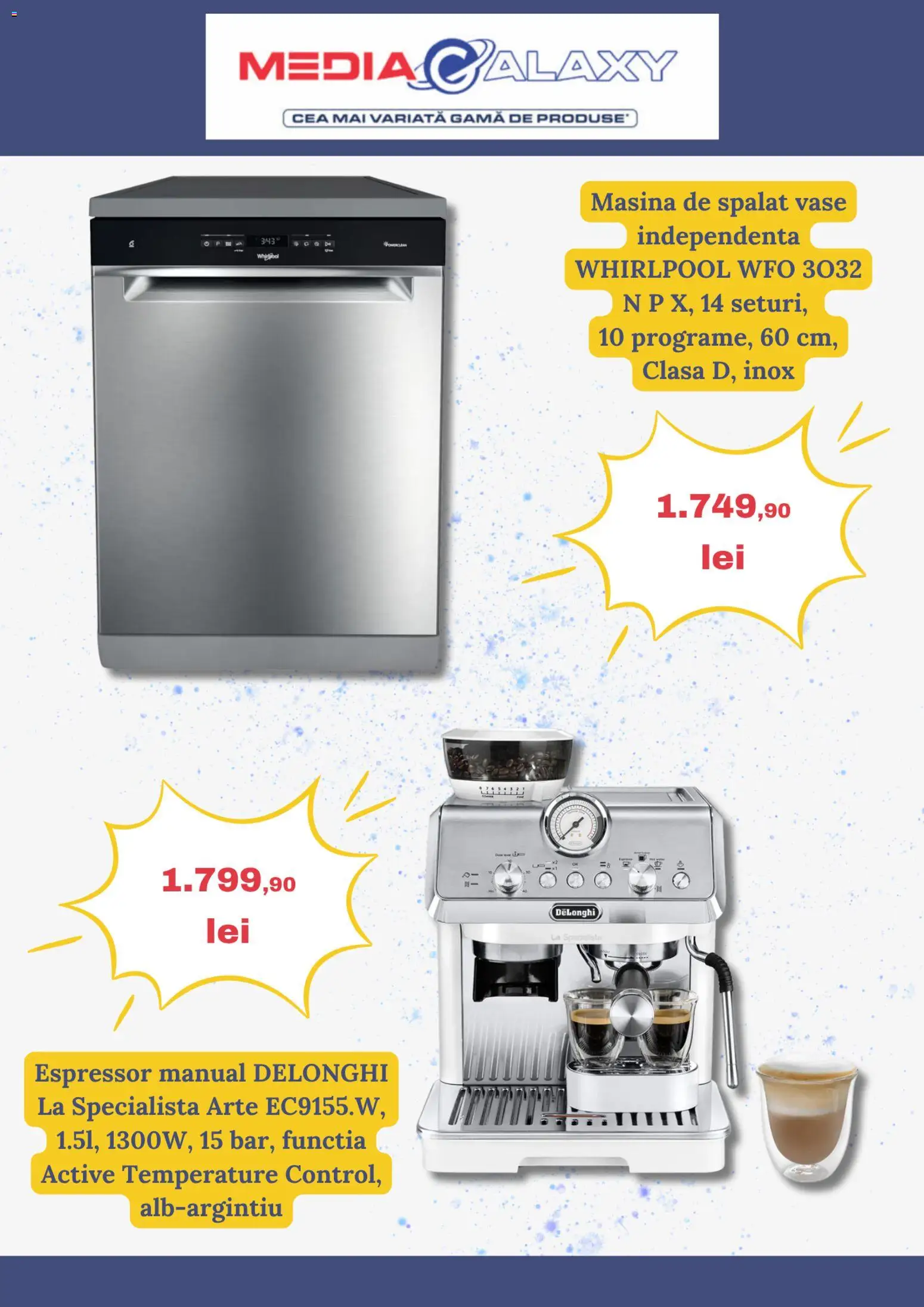Noul catalog Media Galaxy – valabil de la 16.04.2026 | Pagină: 4 | Produse: Espressor, Mașină De Spălat, Mașină De Spălat Vase