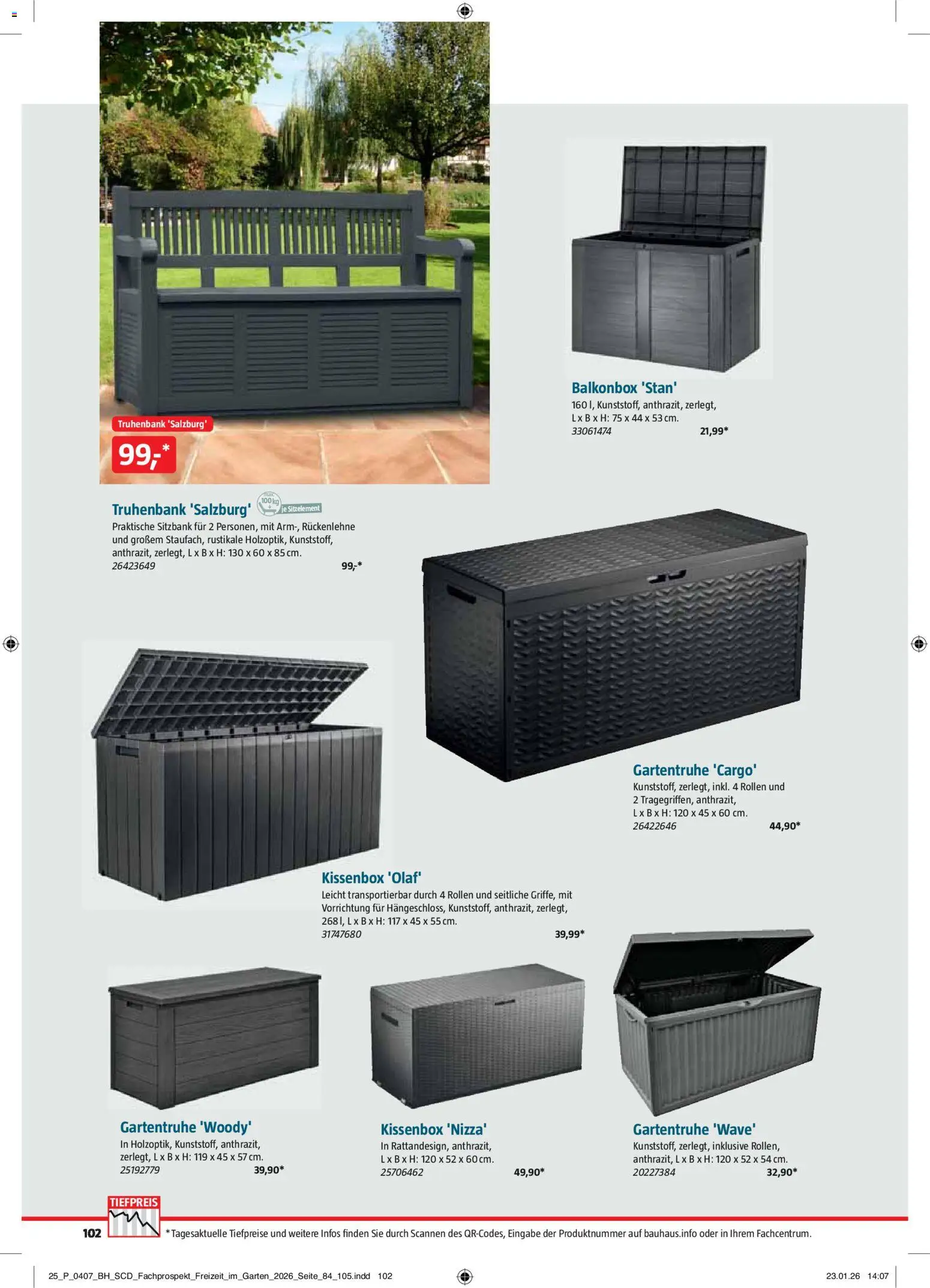 Bauhaus Freizeit im Garten – gültig ab 02.03.2026 | Seite: 102 | Produkte: Sitzbank
