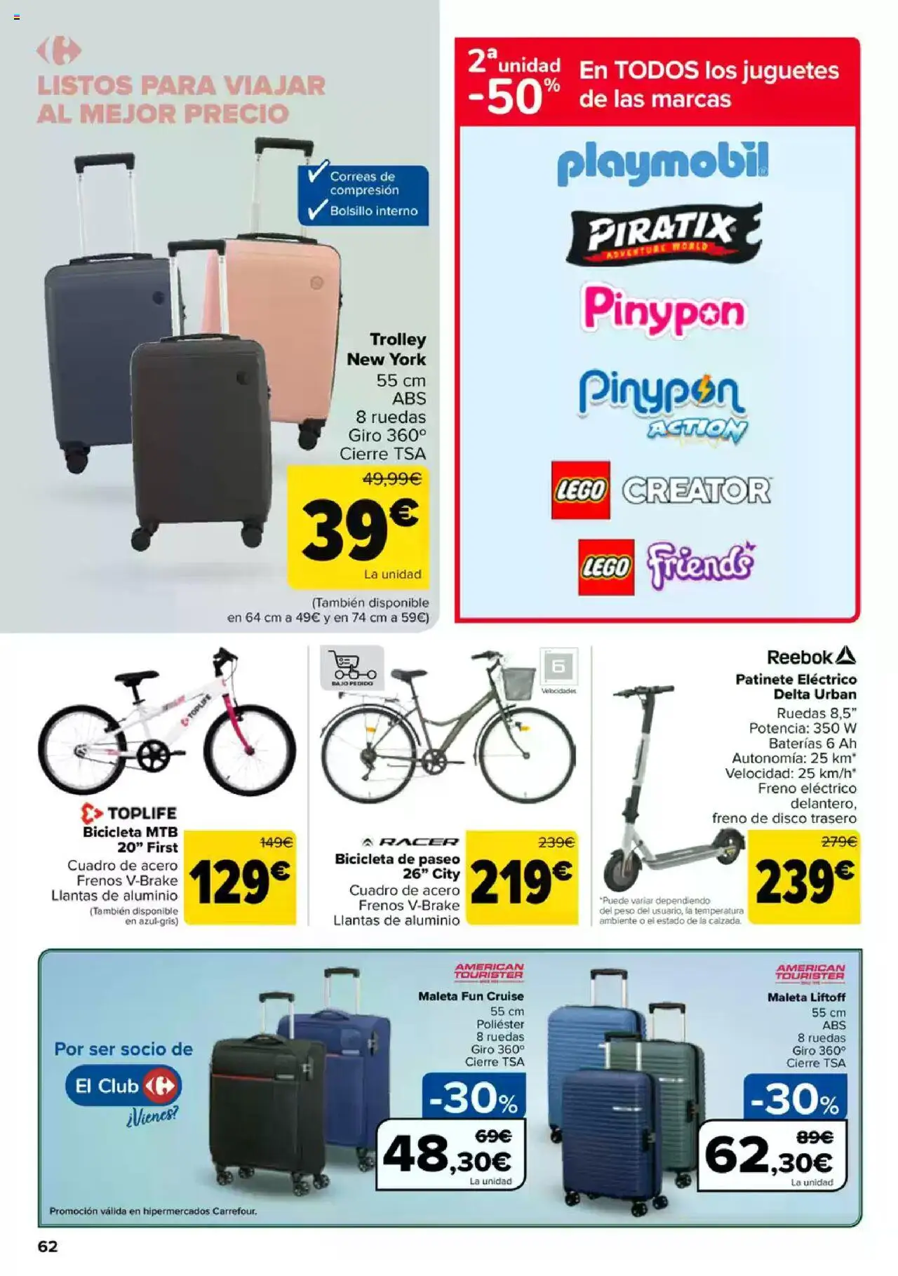 Carrefour folleto │ válido desde el 09.06.2025 | Página: 62 | Productos: Patinete, Maleta, Juguetes, Disco