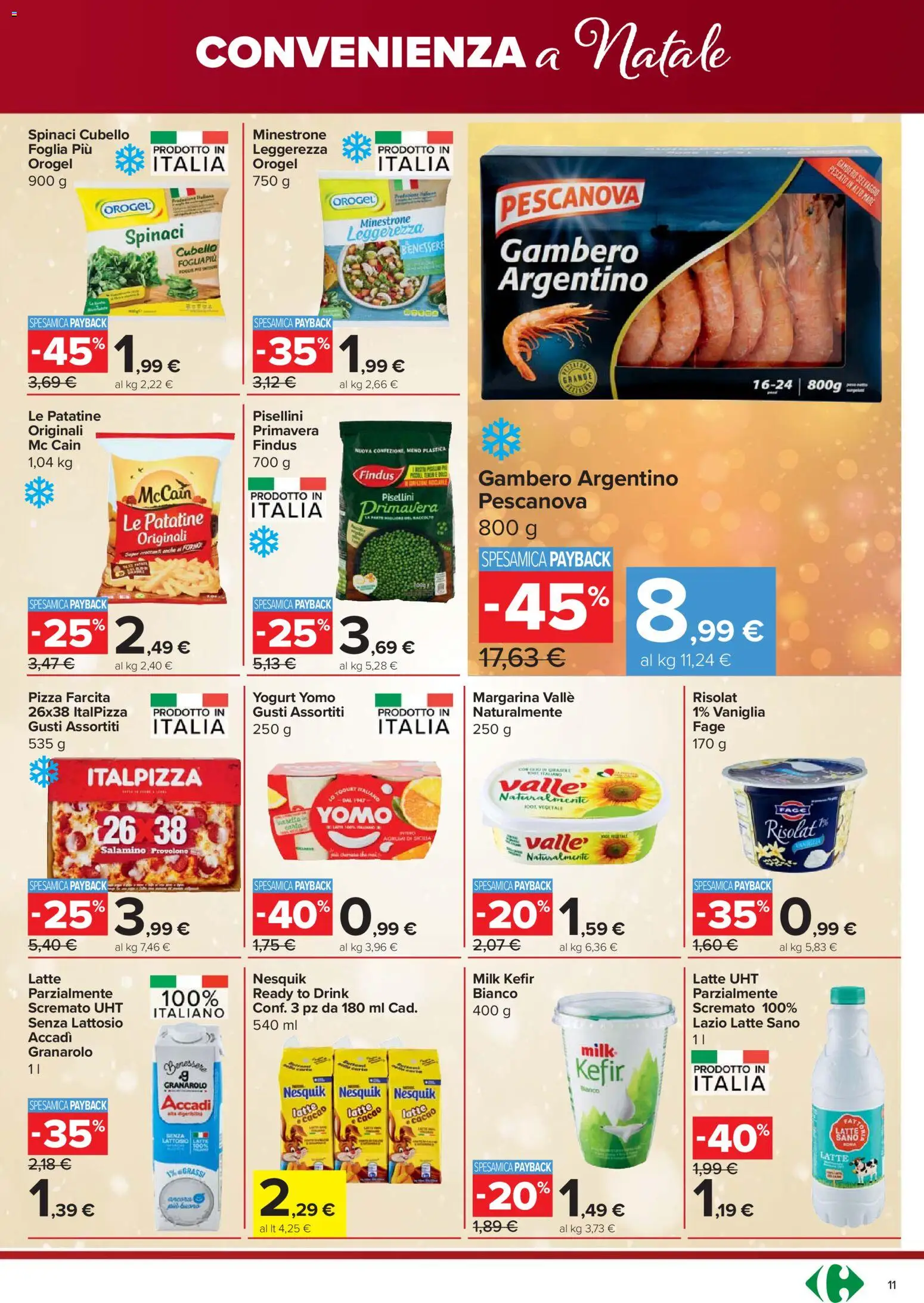 Volantino Carrefour del 18.12.2025 | Pagina: 11 | Prodotti: Provolone, Yogurt, Spinaci, Forno