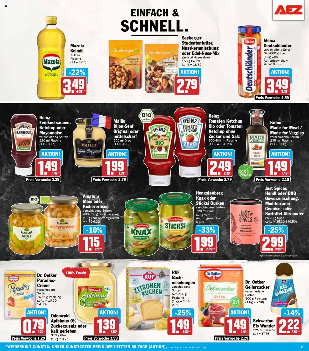 AEZ Prospekt 	 - gültig ab dem 11.08.2025 | Seite: 11 | Produkte: Heinz ketchup, Tomaten, Meica, Kuchen