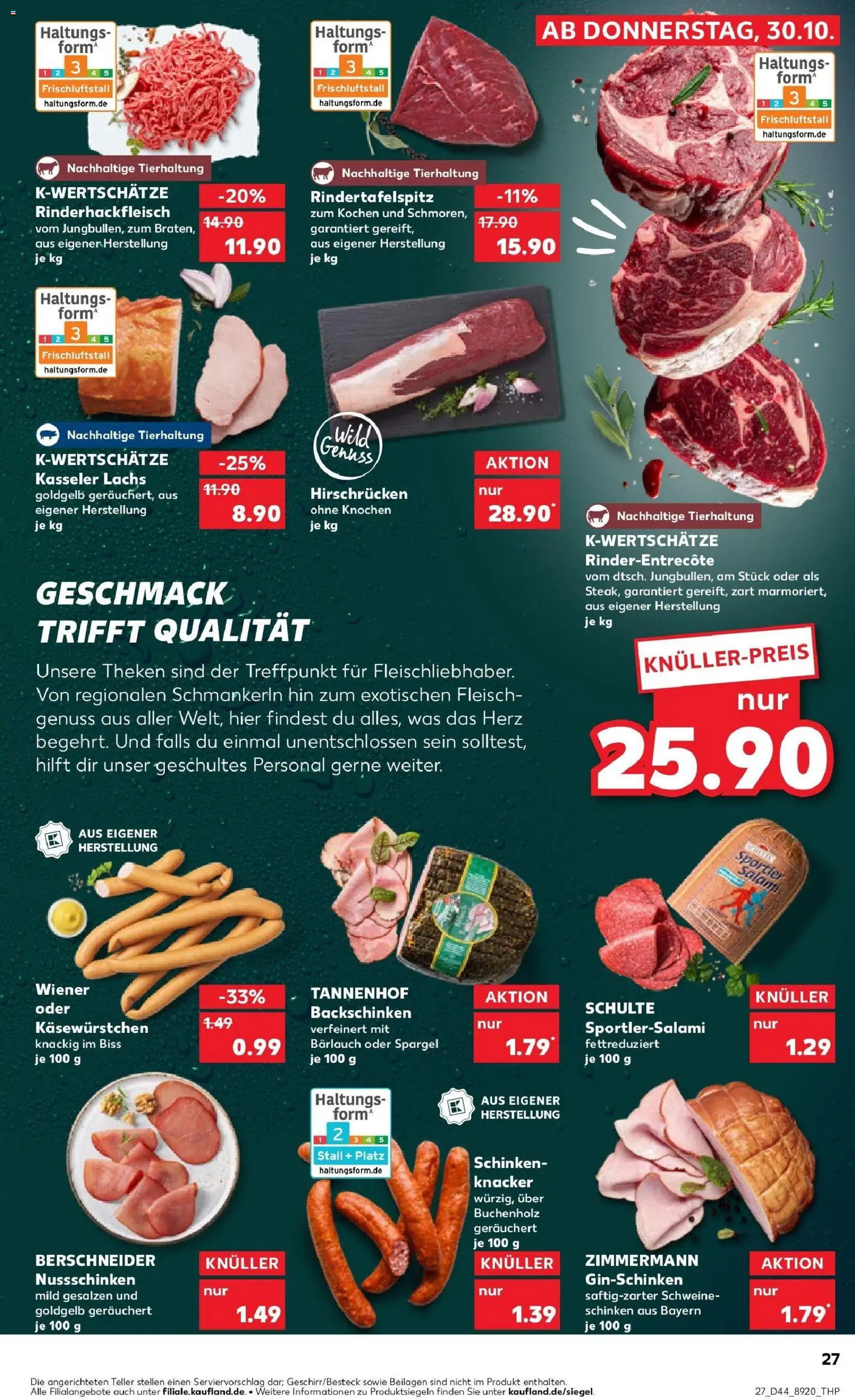 Kaufland prospekt Strausberg	 – gültig ab 30.10.2025 | Seite: 27 | Produkte: Spargel, Lachs, Schinken, Fleisch