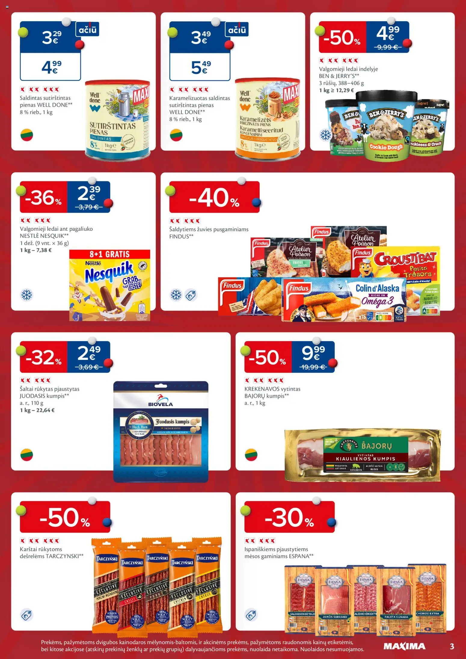 MAXIMA akcijos nuo 02.12.2025 | Puslapis: 3 | Prekių: Kiaulienos, Pienas, Valgomieji ledai, Sutirštintas pienas