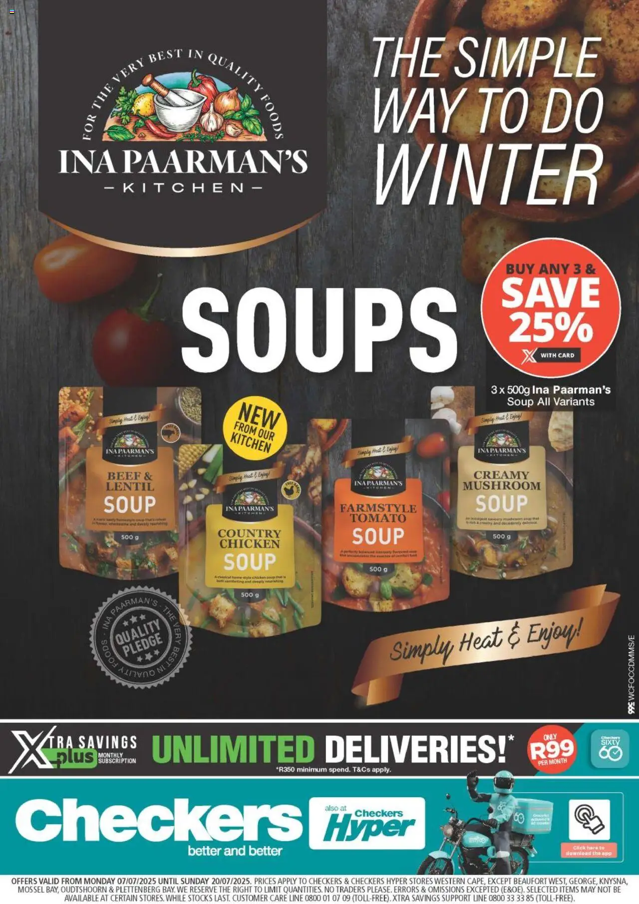 Checkers Western Cape - Ina Paarman Soup Promotion │ valid from 07.07.2025 | Page: 1 | Products: Hat, Chicken, Beef, Soup