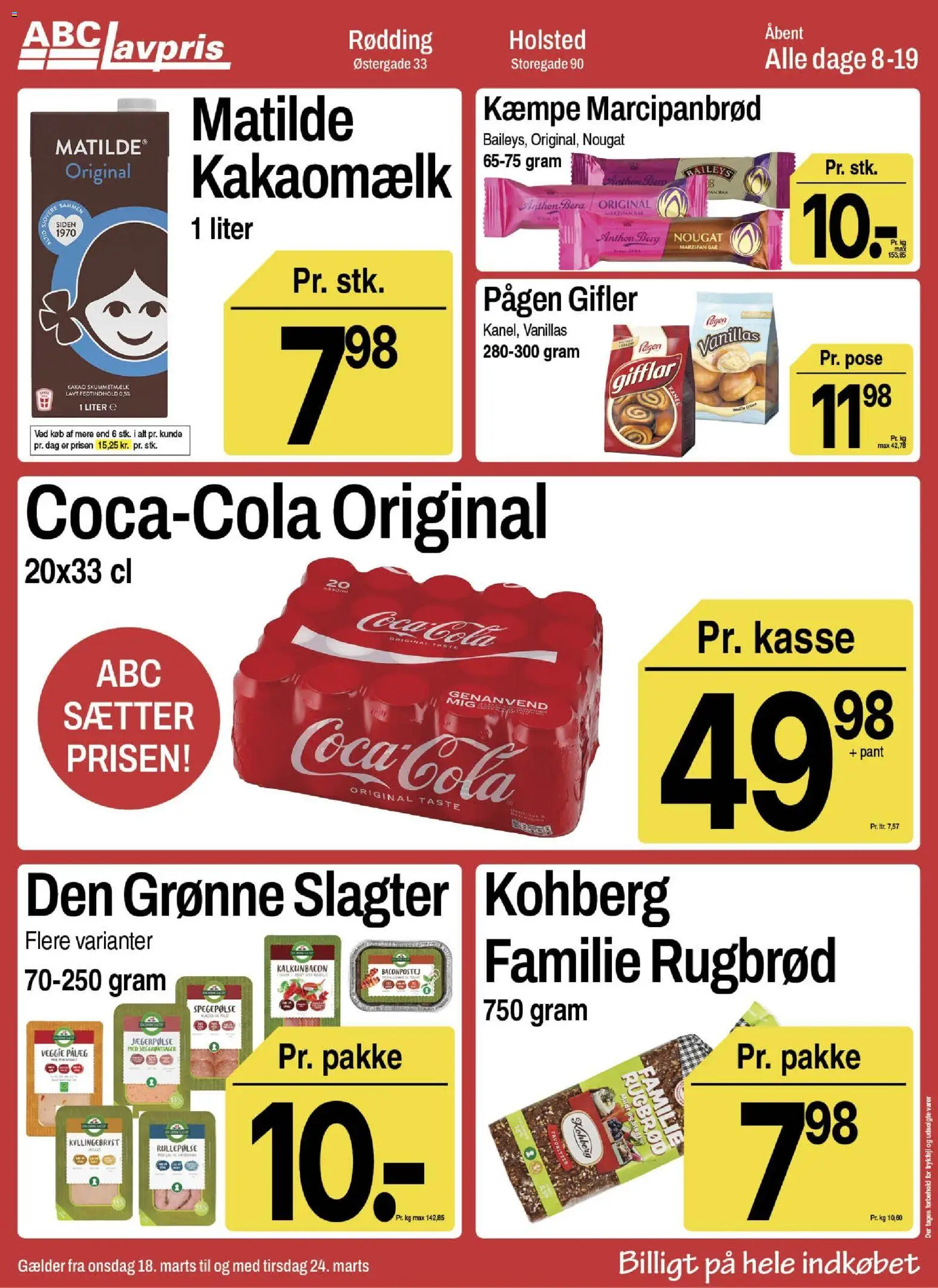 Abc Lavpris tilbudsavis – gyldig fra 18.03.2026 | Side: 1 | Produkter: Kanel, Kakao, Marcipanbrød, Rugbrød