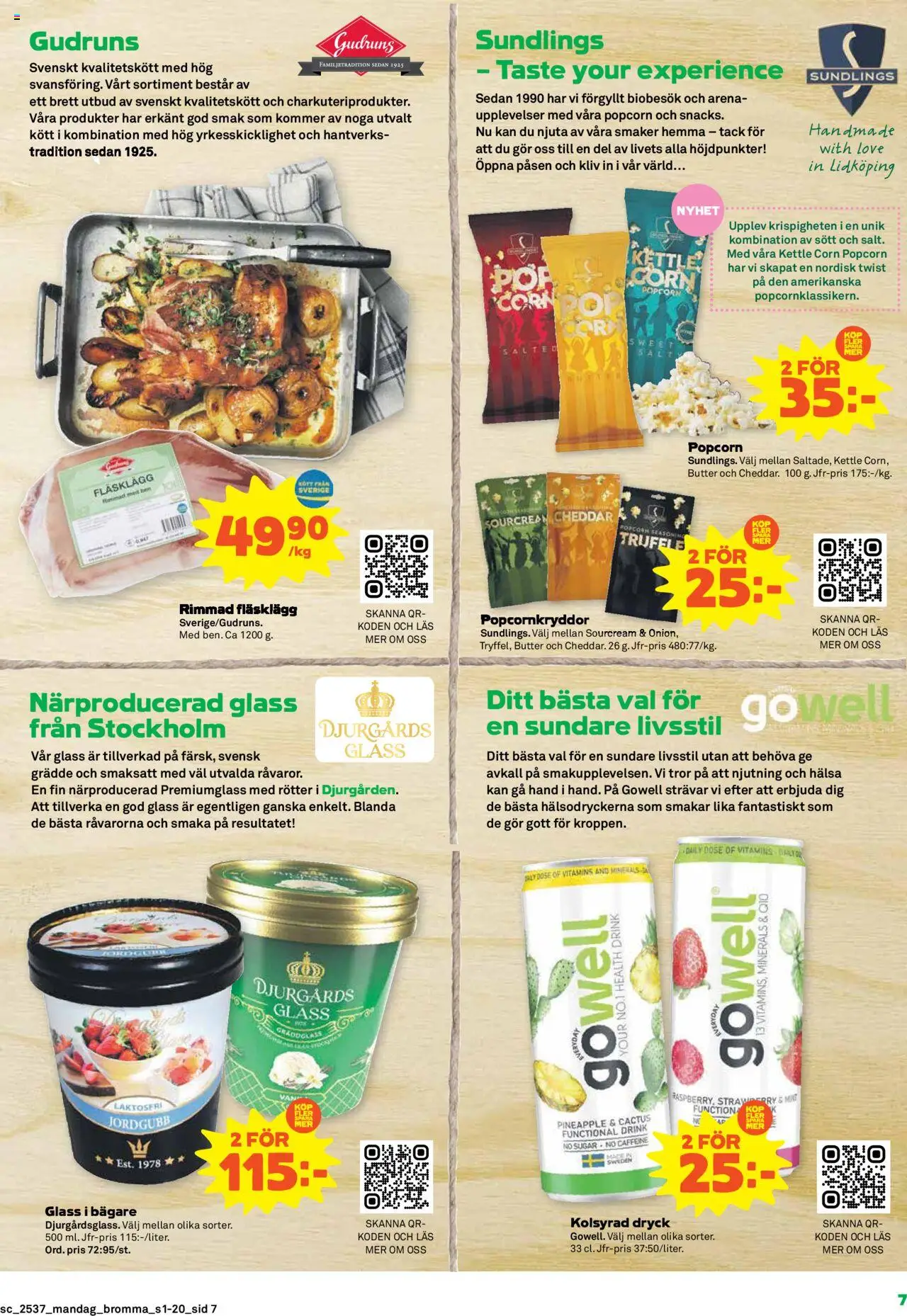 Stora Coop reklamblad aktuell från 08.09.2025 | Sida: 7 | Produkter: Cheddar, Glass, Popcorn, Grädde