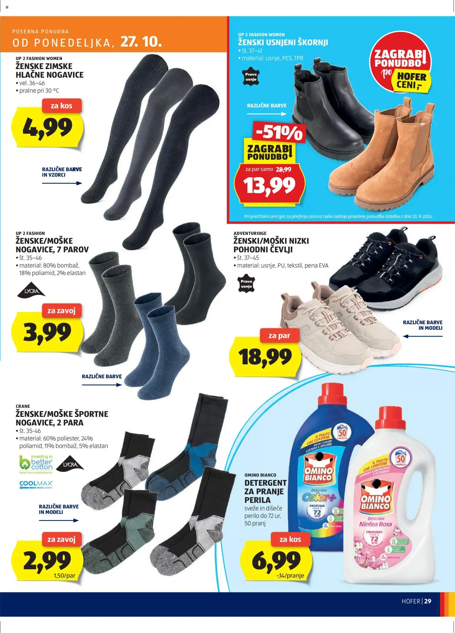 Novi Hofer katalog ponudbe – veljaven od 23.10.2025 | Stran: 29 | Izdelki: Škornji, Kos, Nogavice, Cevlji