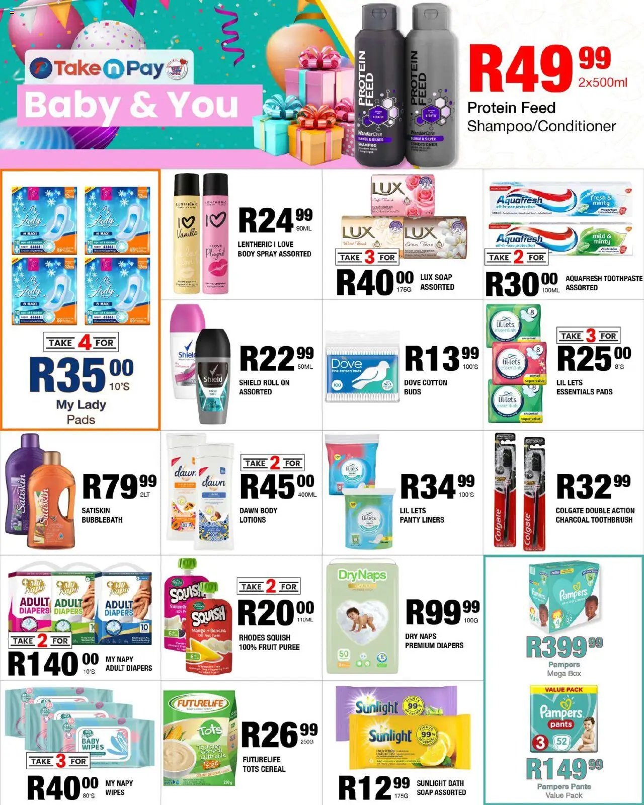 New Take n Pay catalogue – valid from 20.10.2025 | Page: 16 | Products: Pants, Box, Pads, Toothpaste