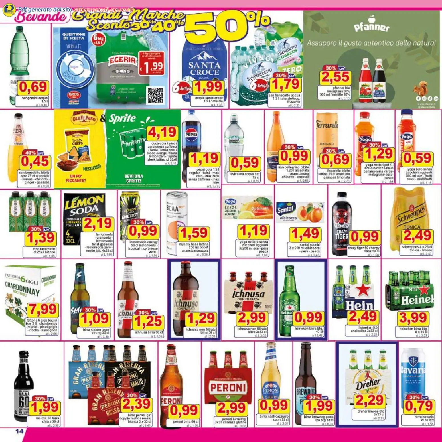 Volantino Pewex del 07.11.2025 | Pagina: 14 | Prodotti: Chinotto, Lime, Pepsi, Ferrarelle