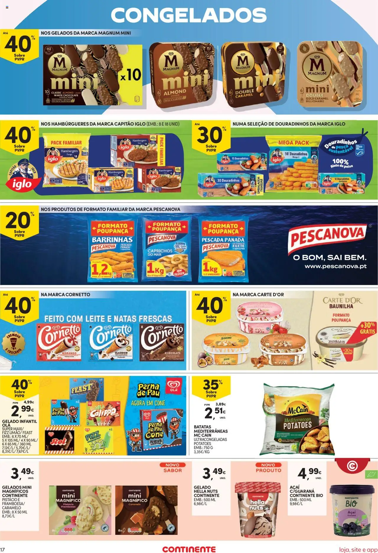 Continente Semanal Continente Bom Dia │ válido de 19.08.2025 | Página: 17 | Produtos: Açai, Pescada, Chocolate, Peixe