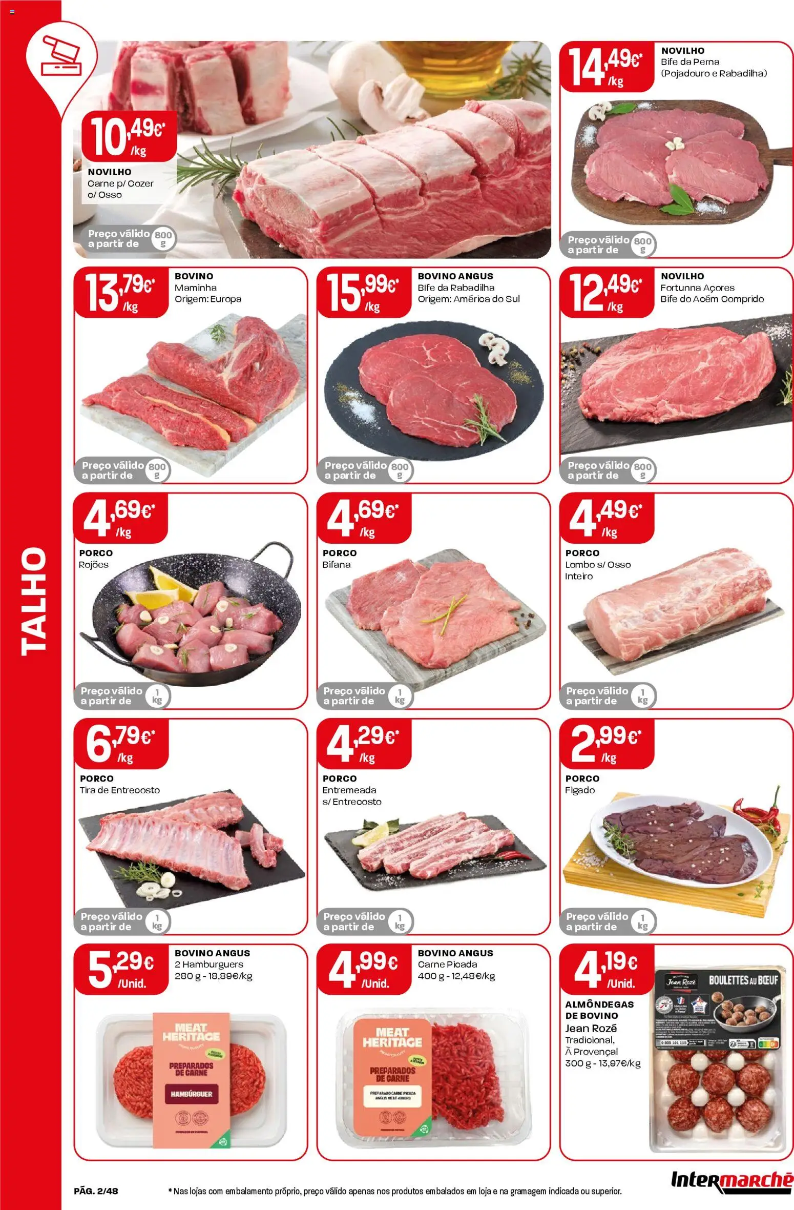 Intermarché folheto │ válido de 20.11.2025 | Página: 2 | Produtos: Hambúrguer, Carne picada, Lombo, Carne