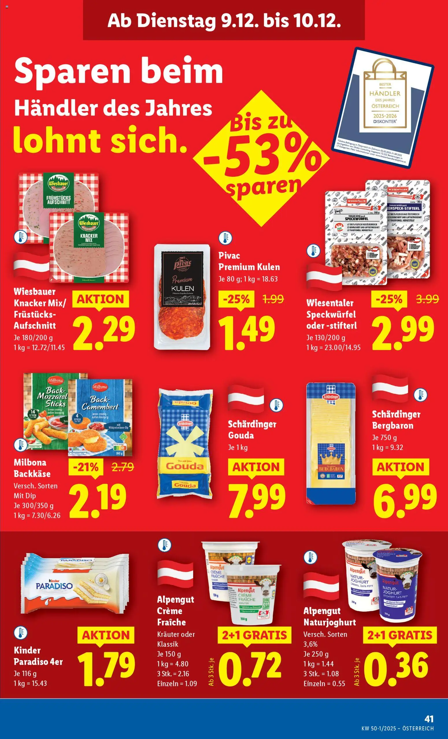 Lidl Flugblatt - Oberpullendorf, Güssing, Oberwart gültig ab 04.12.2025 | Seite: 45 | Produkte: Creme, Joghurt, Salami