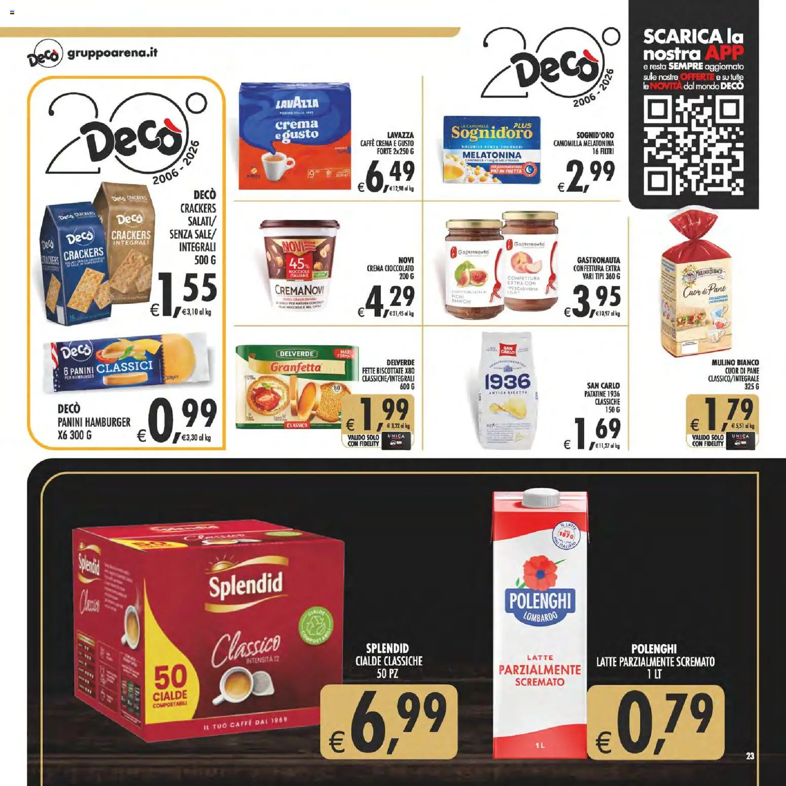 Volantino Decò del 17.03.2026 | Pagina: 23 | Prodotti: Crema, Caffè, Fette biscottate, Hamburger