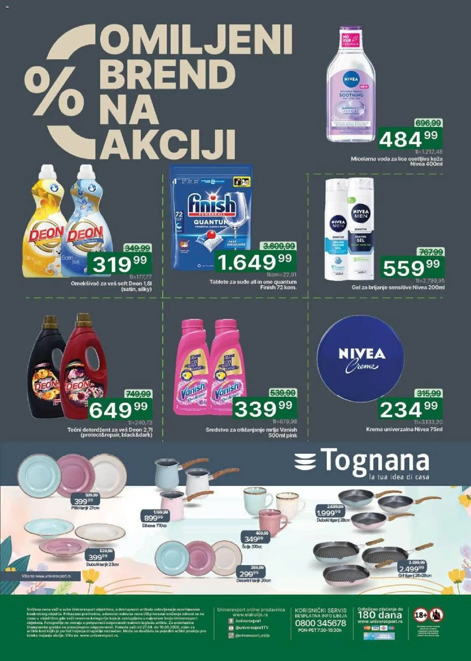 Univerexport katalog - važi od 27.04.2026 | Strana: 32 | Proizvode: Deterdžent, Finish, Voda, Krema