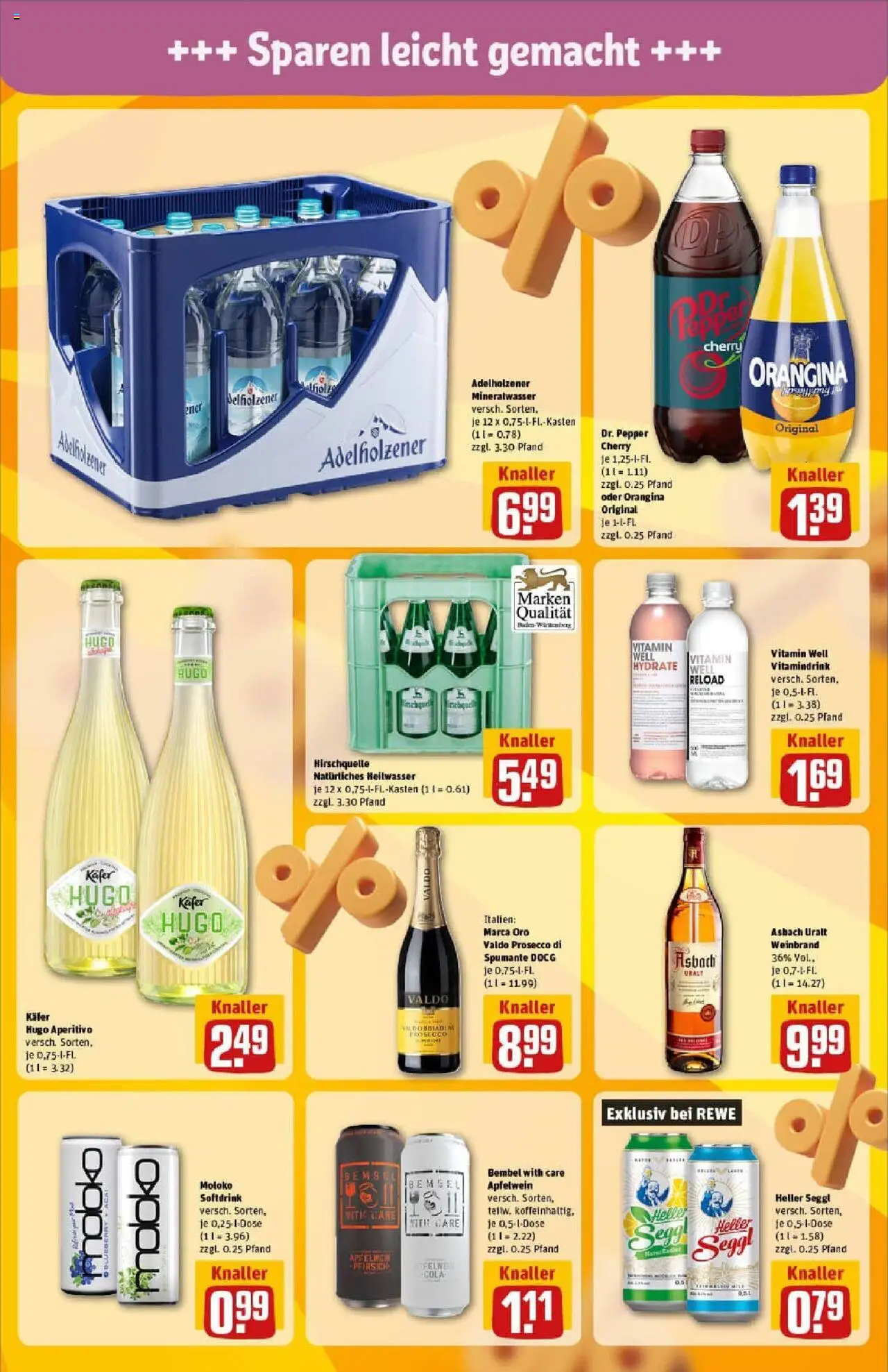 Rewe prospekt Zell Unter Aichelberg	 – gültig ab 06.10.2025 | Seite: 19 | Produkte: Adelholzener, Mineralwasser, Prosecco, Hugo
