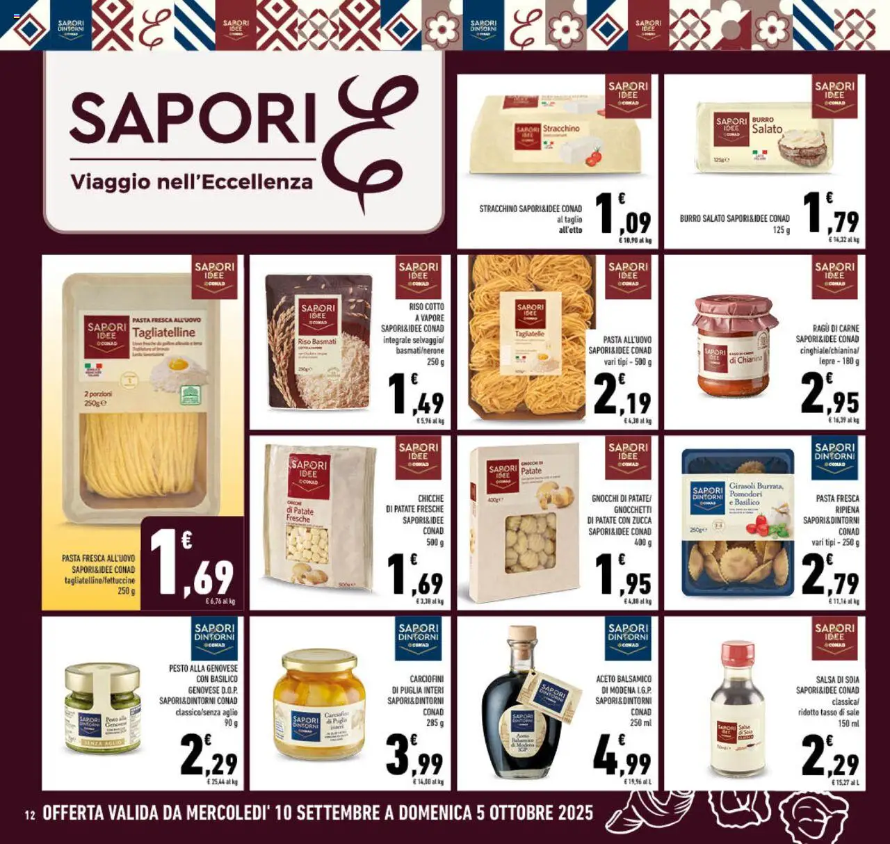 Volantino Conad del 10.09.2025 | Pagina: 12 | Prodotti: Tagliatelle, Sale, Ragú, Gnocchetti