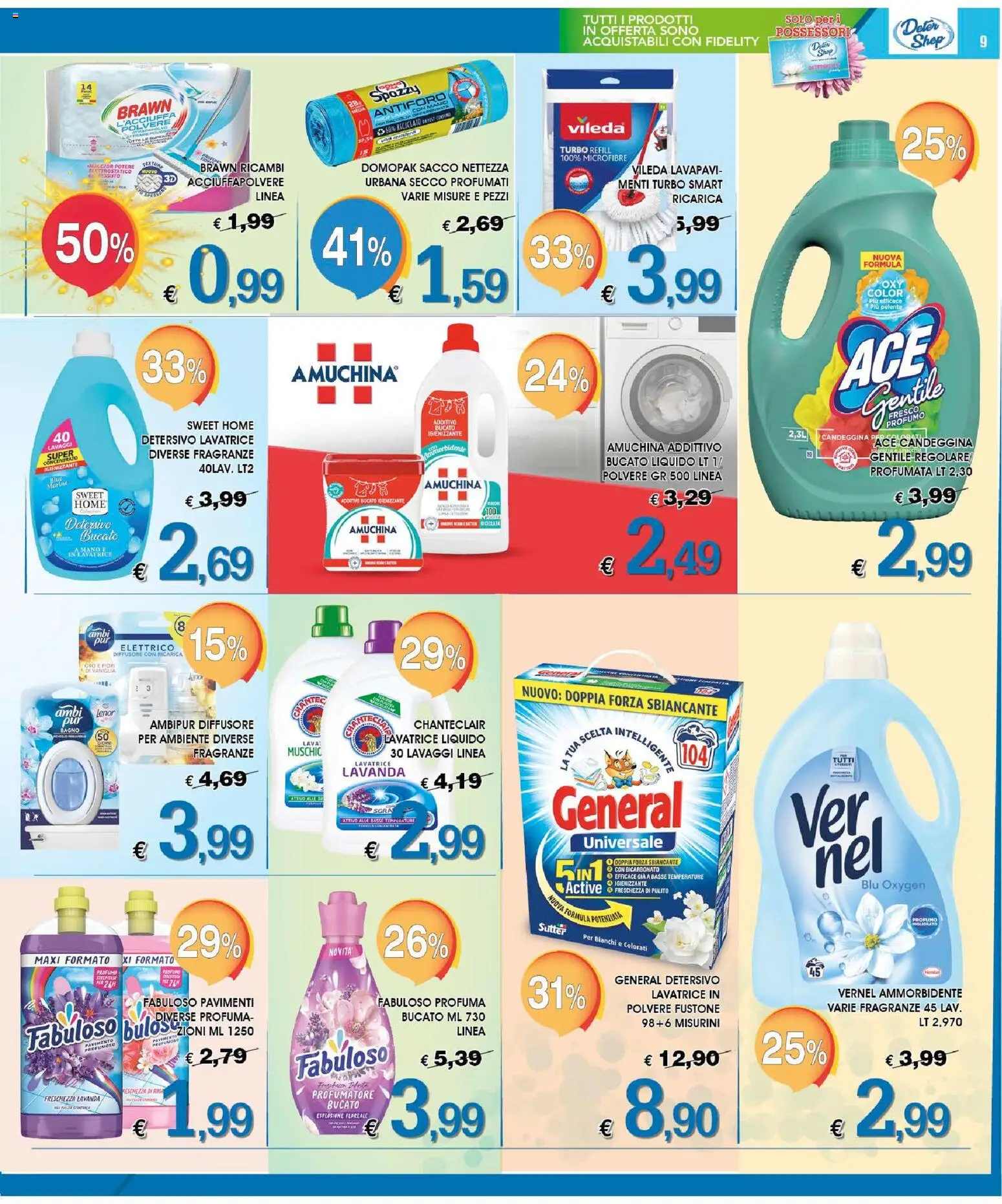 Volantino Deter Shop del 01.03.2026 | Pagina: 9 | Prodotti: Ammorbidente, Bicarbonato, Lavatrice, Bagno