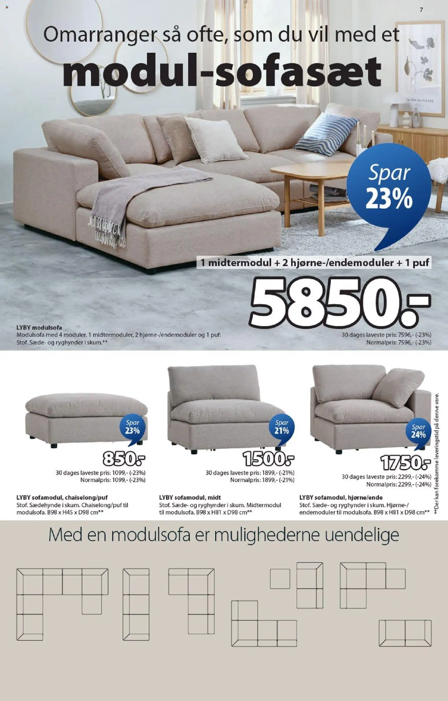 JYSK tilbudsavis – gyldig fra 24.10.2025 | Side: 7 | Produkter: Søm, Puf