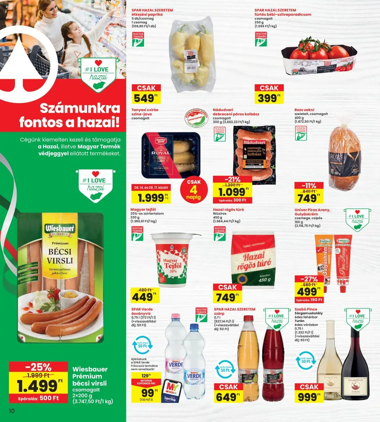 Interspar akciós ujság - amely érvényes a következő dátumtól: 14.08.2025 | Oldal: 10 | Termékek: Virsli, Kolbász, Hús, Tejföl
