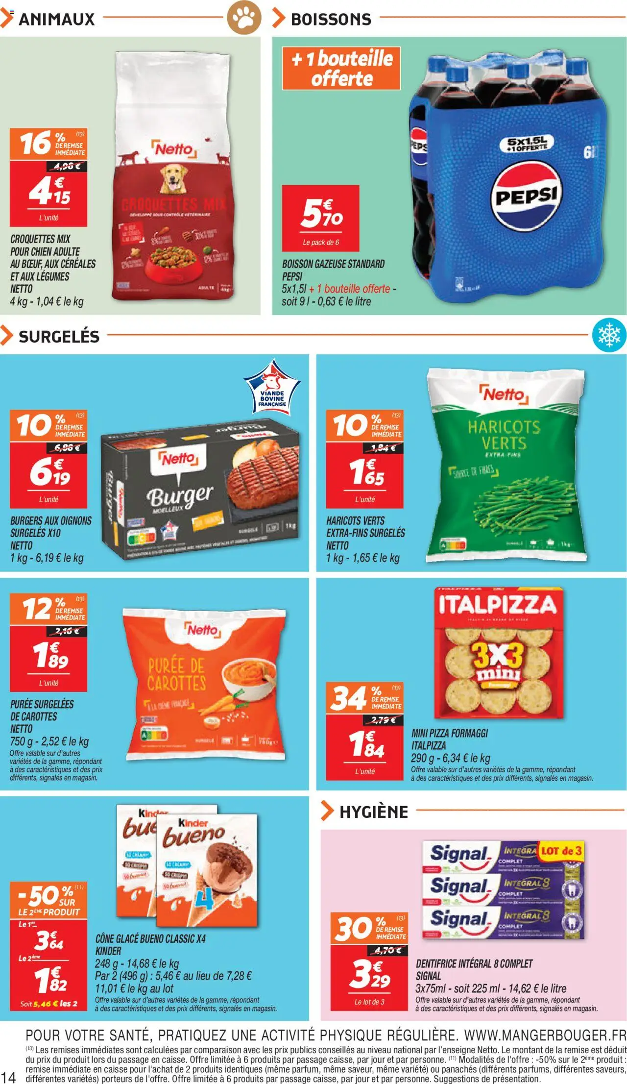  | Page: 14 | Produits: Haricots verts, Dentifrice, Viande, Céréales