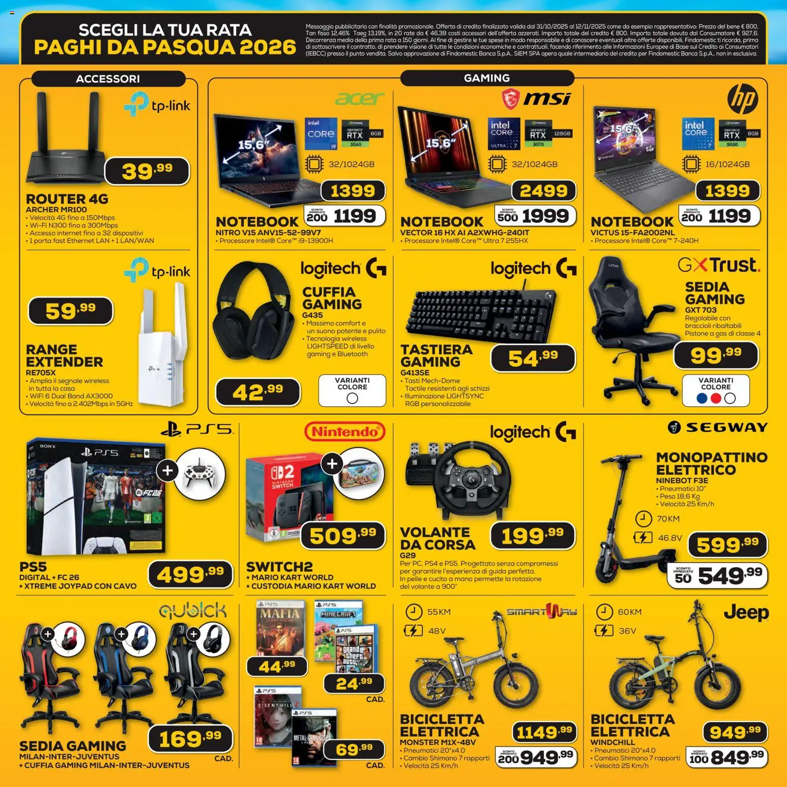 Volantino Euronics del 31.10.2025 | Pagina: 7 | Prodotti: Notebook, Braccioli, Tastiera, Sedia