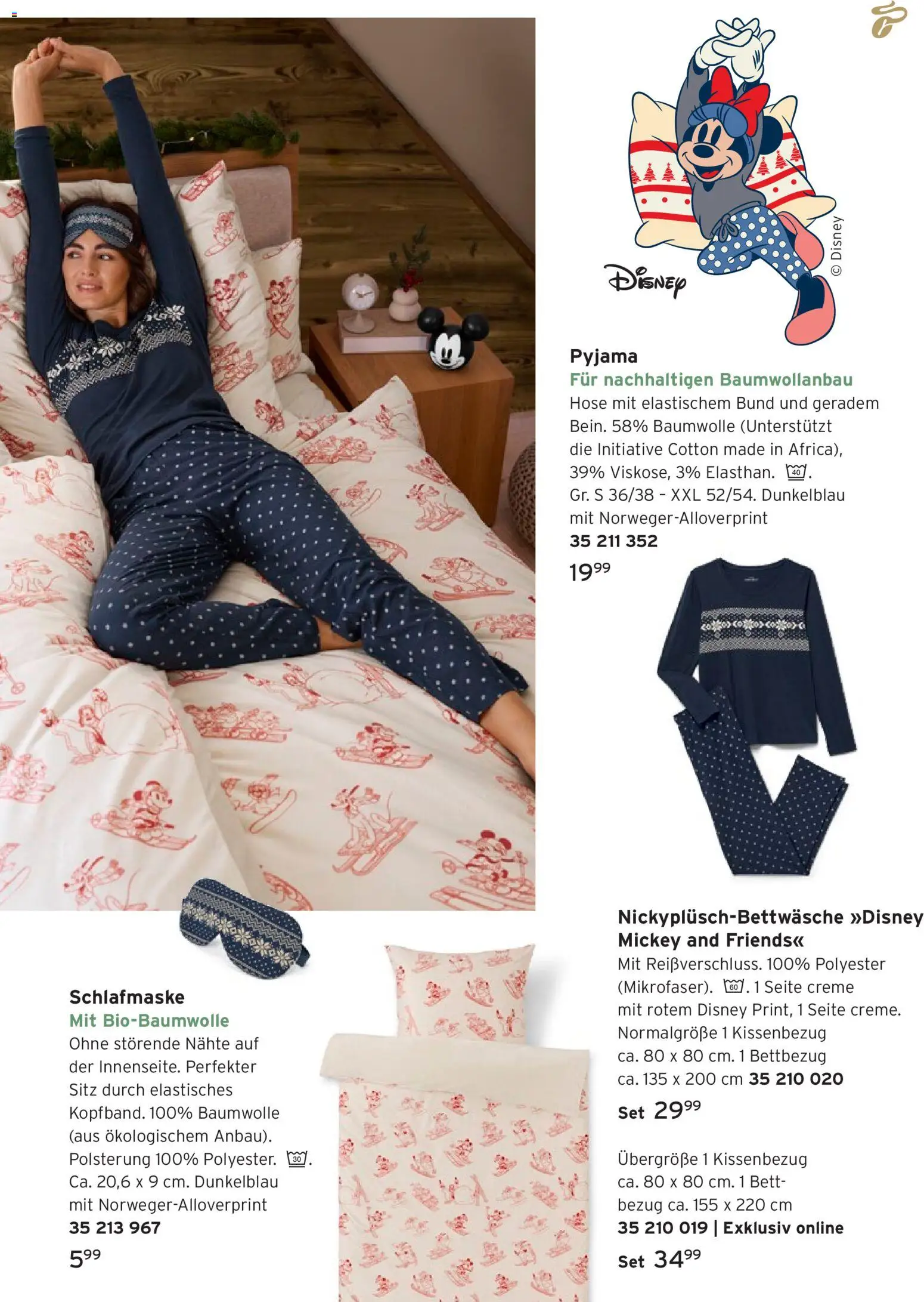 Tchibo Weihnachtsfreude mit Disney – gültig ab 17.12.2025 | Seite: 19 | Produkte: Bett, Creme, Hose, Pyjama