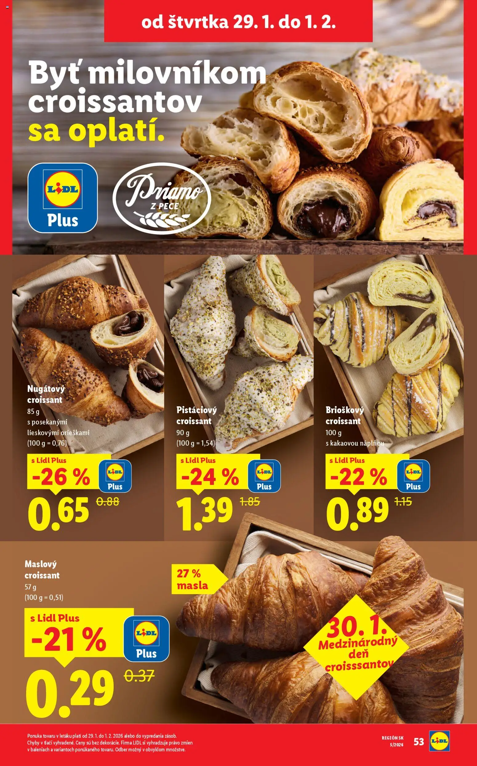 Nové Lidl akcie – leták je platný od 26.01.2026 | Strana: 65 | Produkty: Croissant