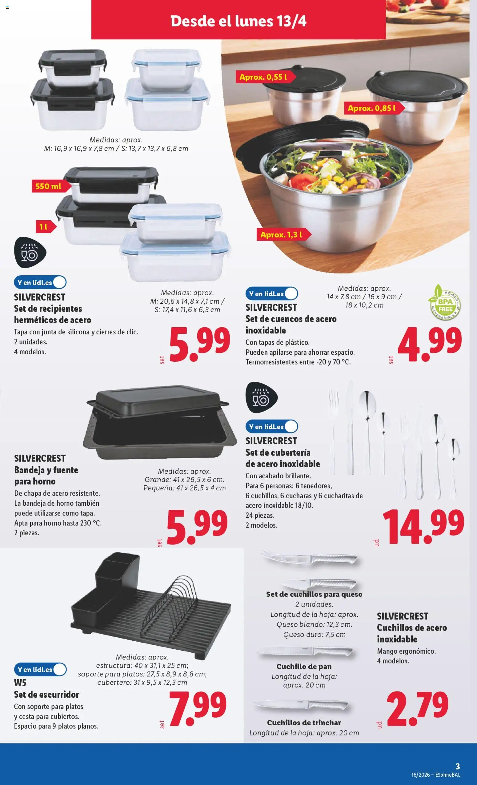 Lidl folleto de bazar │ válido desde el 13.04.2026 | Página: 7 | Productos: Queso, Ρούτερ, Cubertería, Cesta