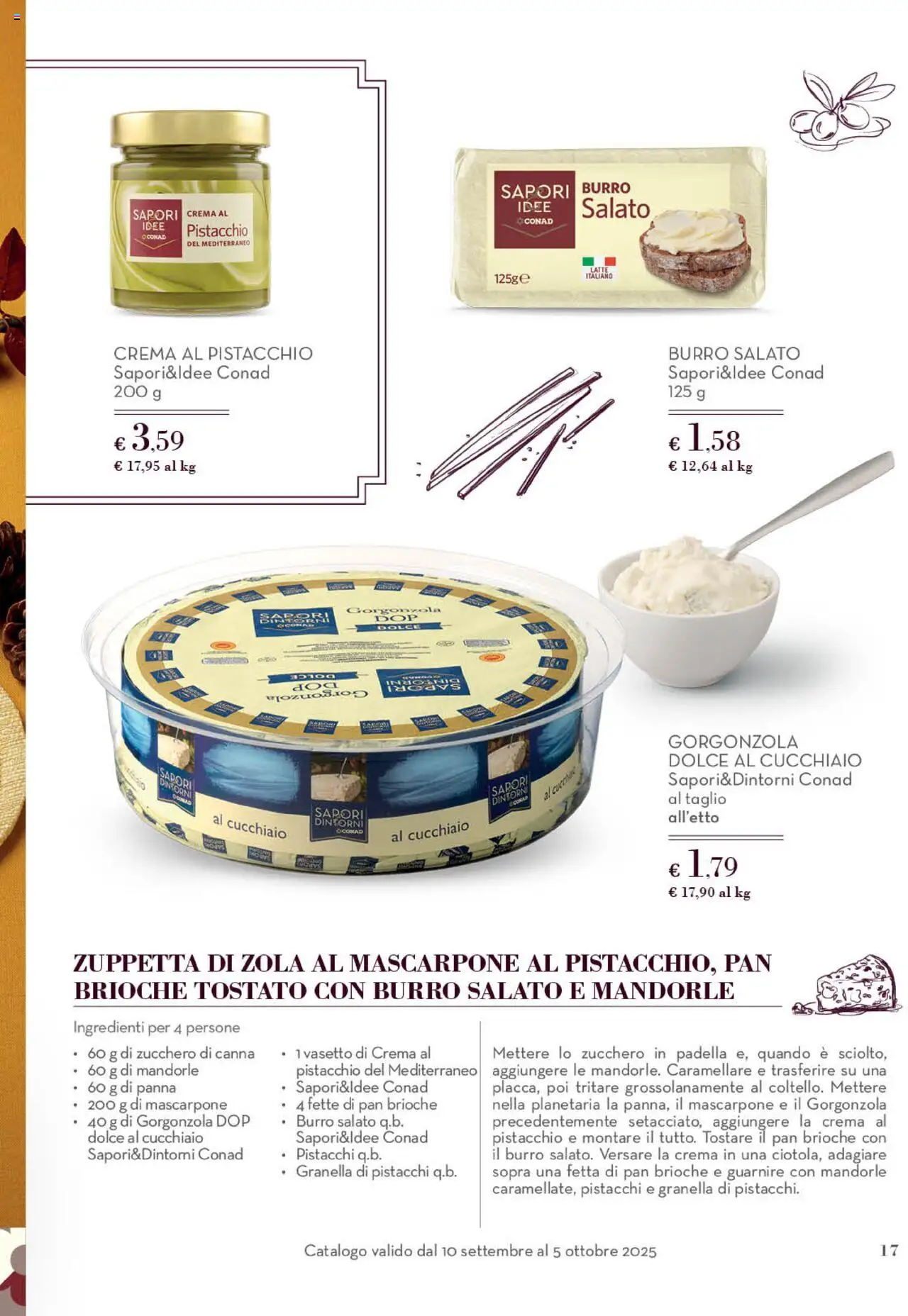Volantino Conad del 10.09.2025 | Pagina: 17 | Prodotti: Zucchero, Latte, Mandorle, Mascarpone