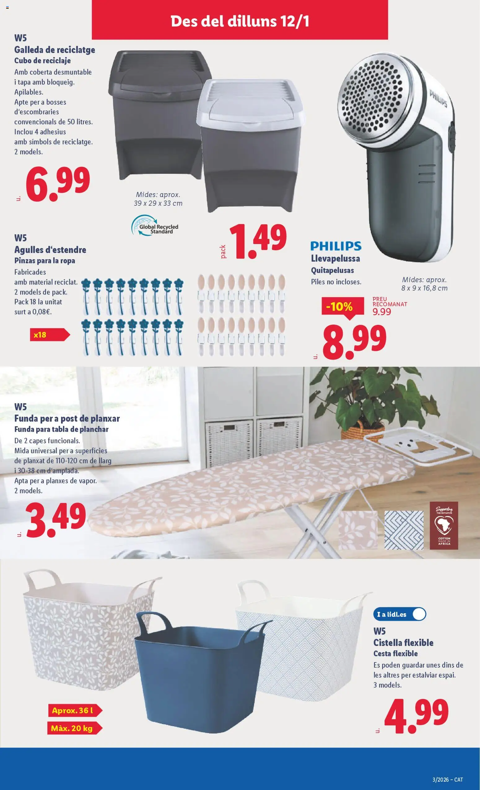 Lidl folleto de bazar │ válido desde el 12.01.2026 | Página: 9 | Productos: Funda para tabla de planchar, Funda, Table pliante, Cesta