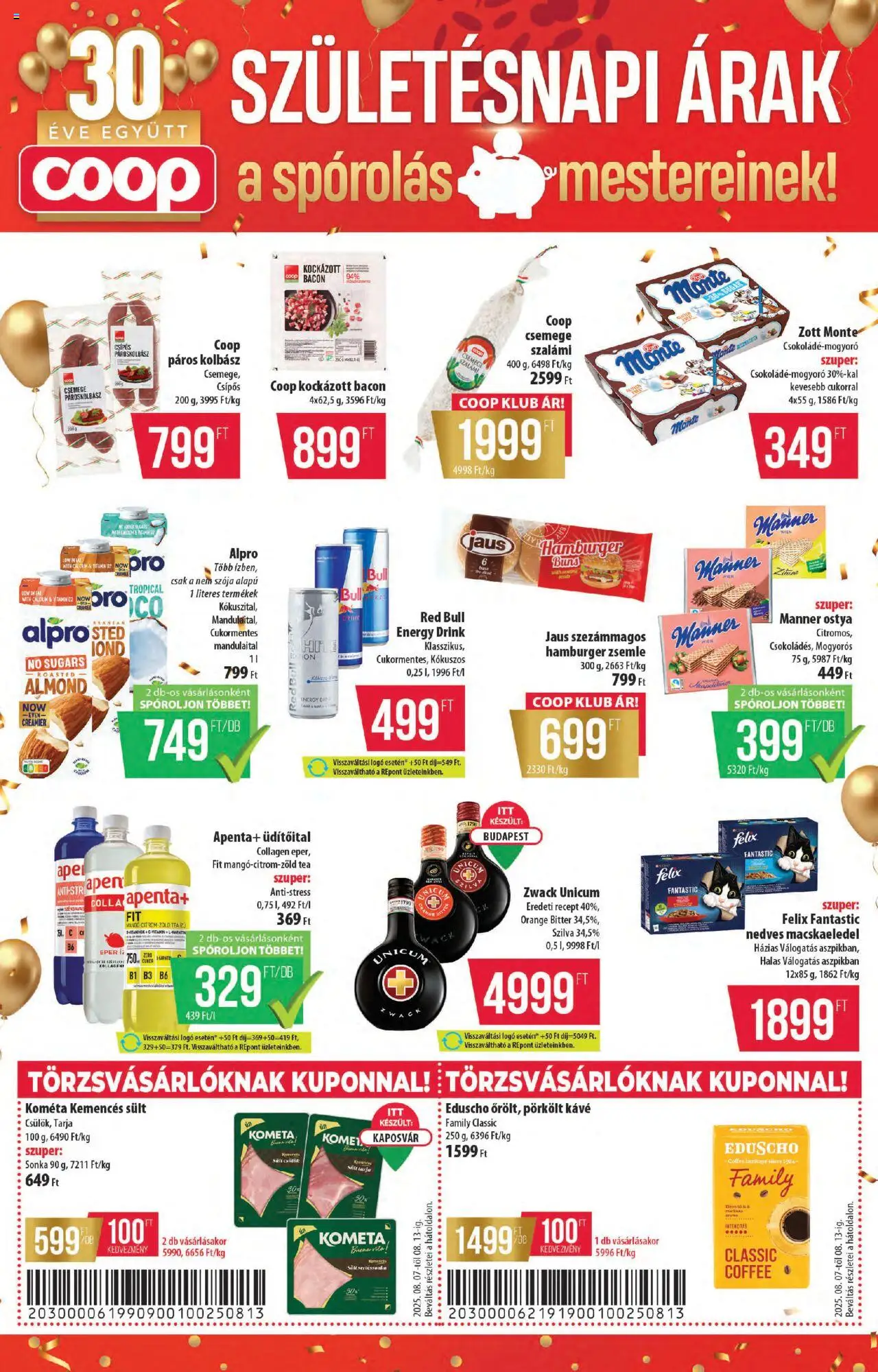 COOP akciós ujság - amely érvényes a következő dátumtól: 07.08.2025 | Oldal: 3 | Termékek: Macskaeledel, Szilva, Kávé, Eper