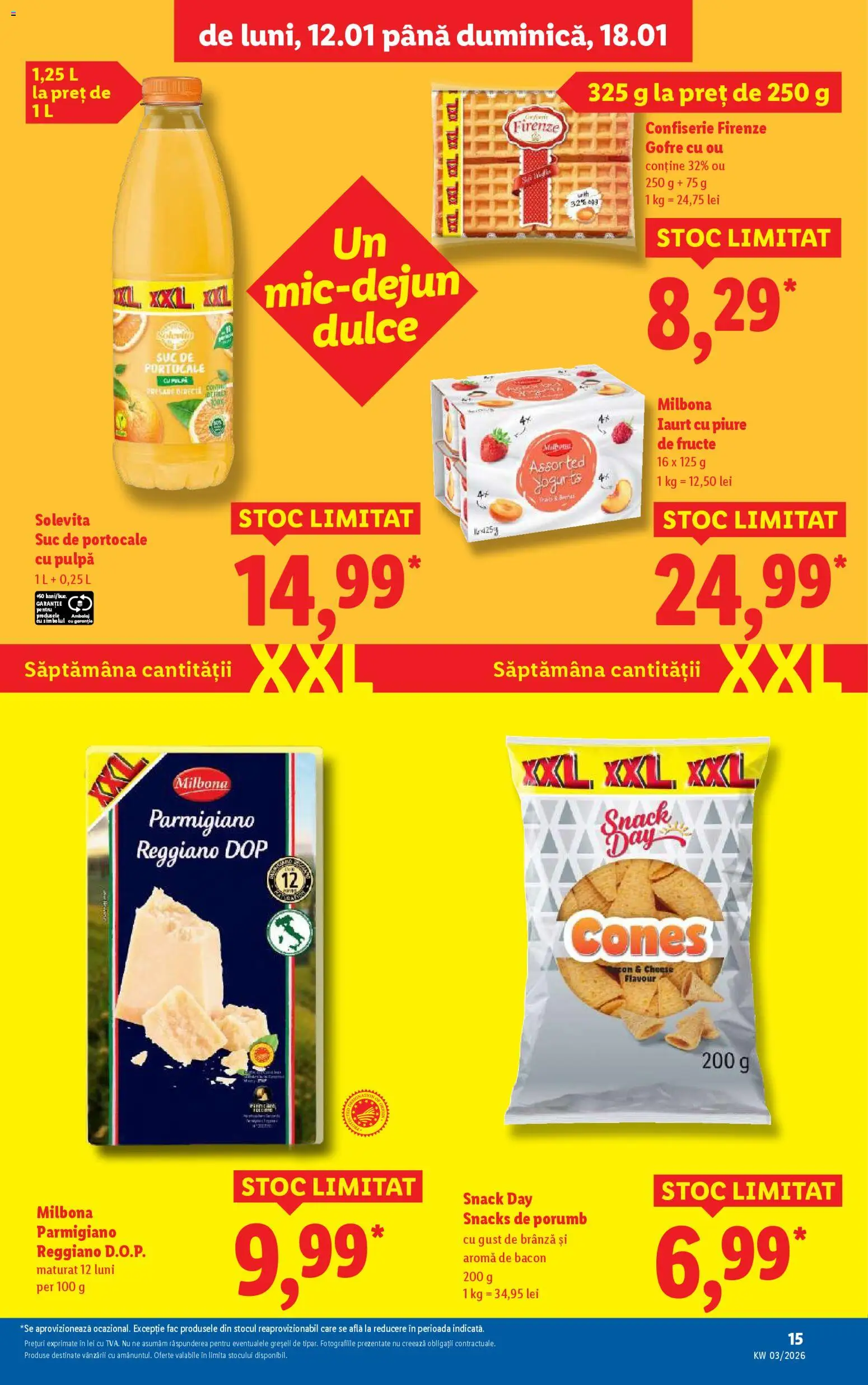 Noul catalog Lidl – valabil de la 12.01.2026 | Pagină: 15 | Produse: Iaurt, Suc, Gofre, Porumb