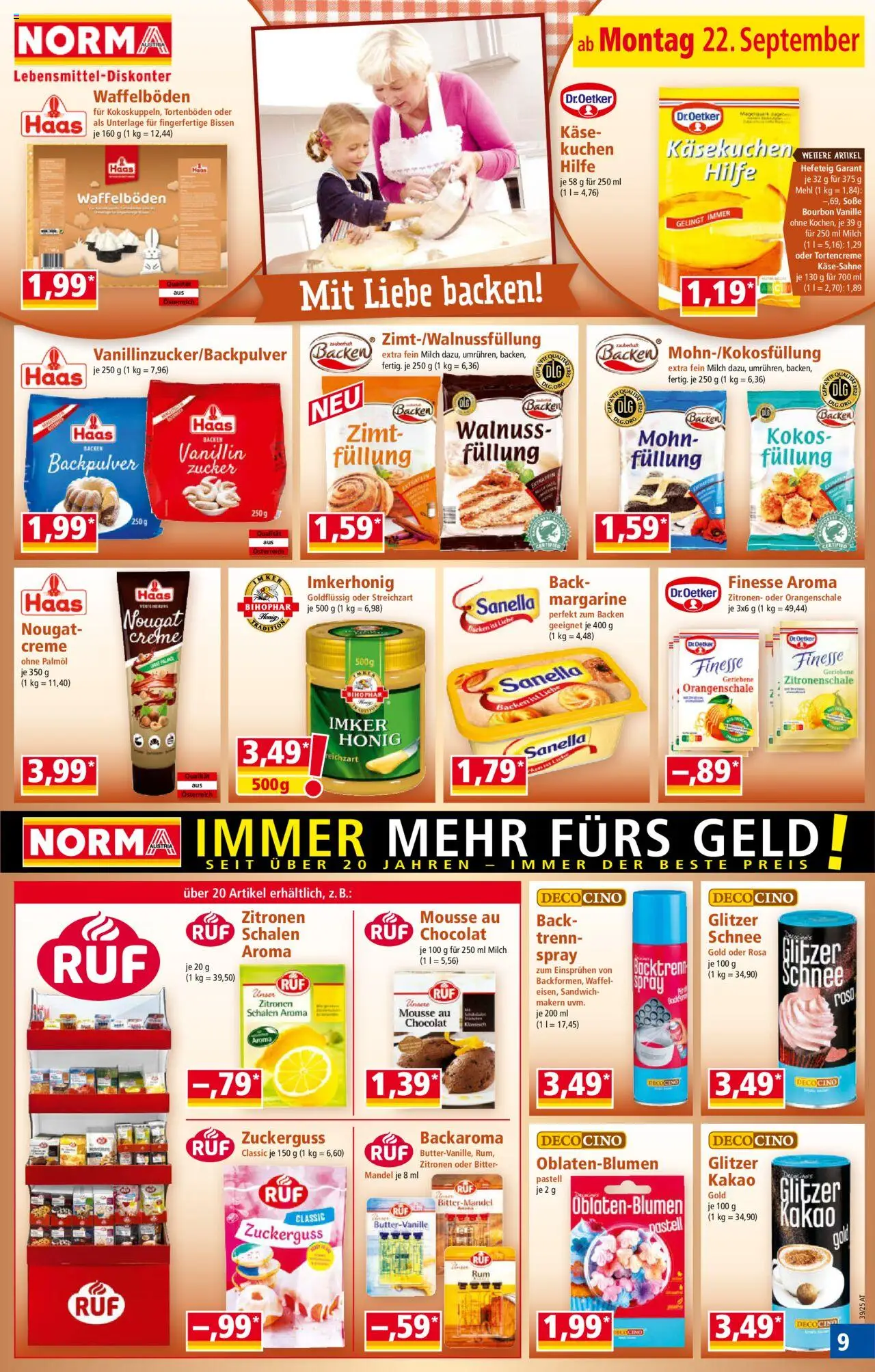 Norma Flugblatt gültig ab 22.09.2025 | Seite: 9 | Produkte: Soße, Käse, Creme, Bourbon