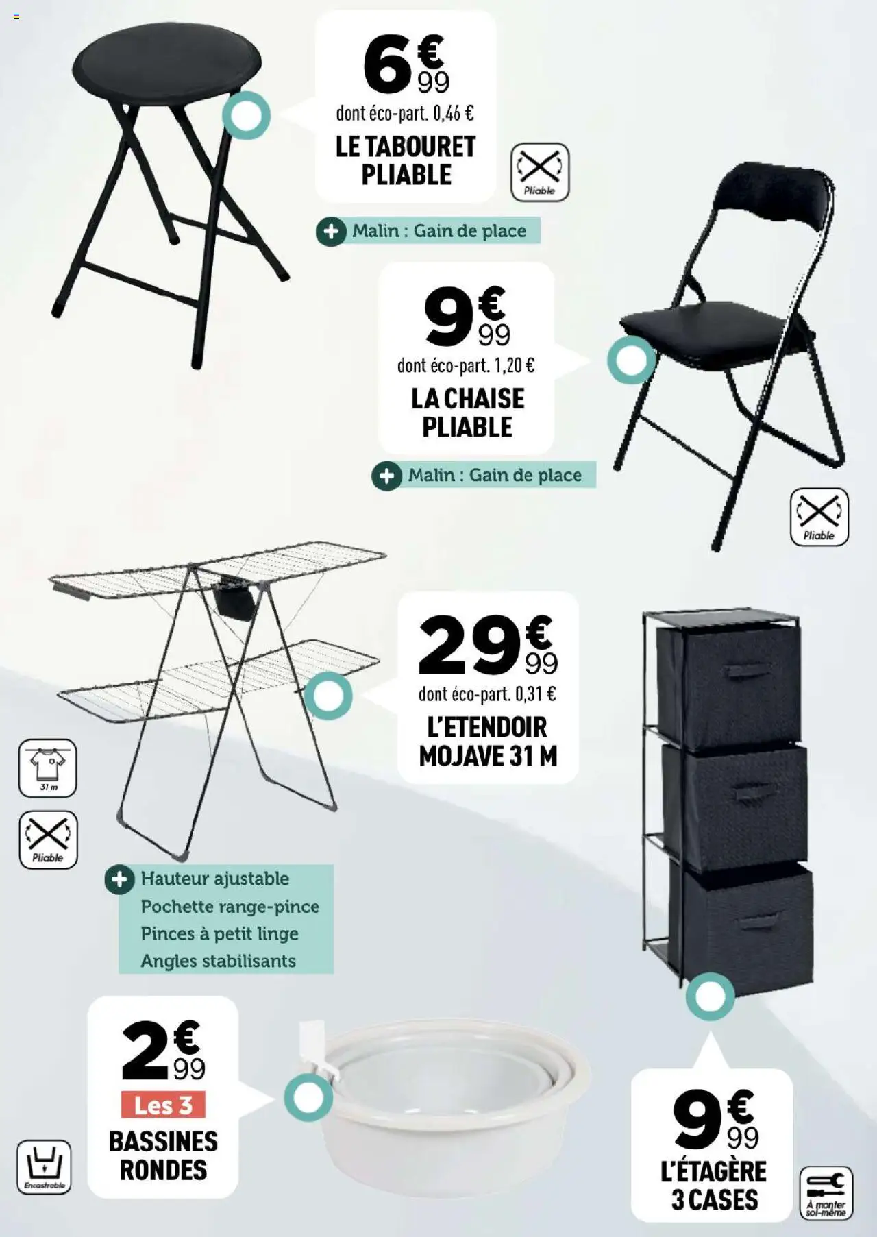  | Page: 44 | Produits: Le tabouret, Pinces, La chaise pliable, Chaise