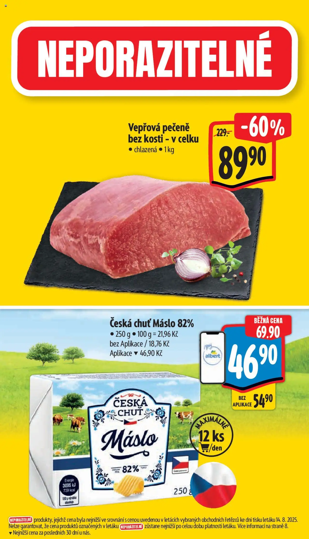 Albert leták - Supermarket od 20.08.2025 | Strana: 2 | Produkty: Vepřová pečeně, Máslo