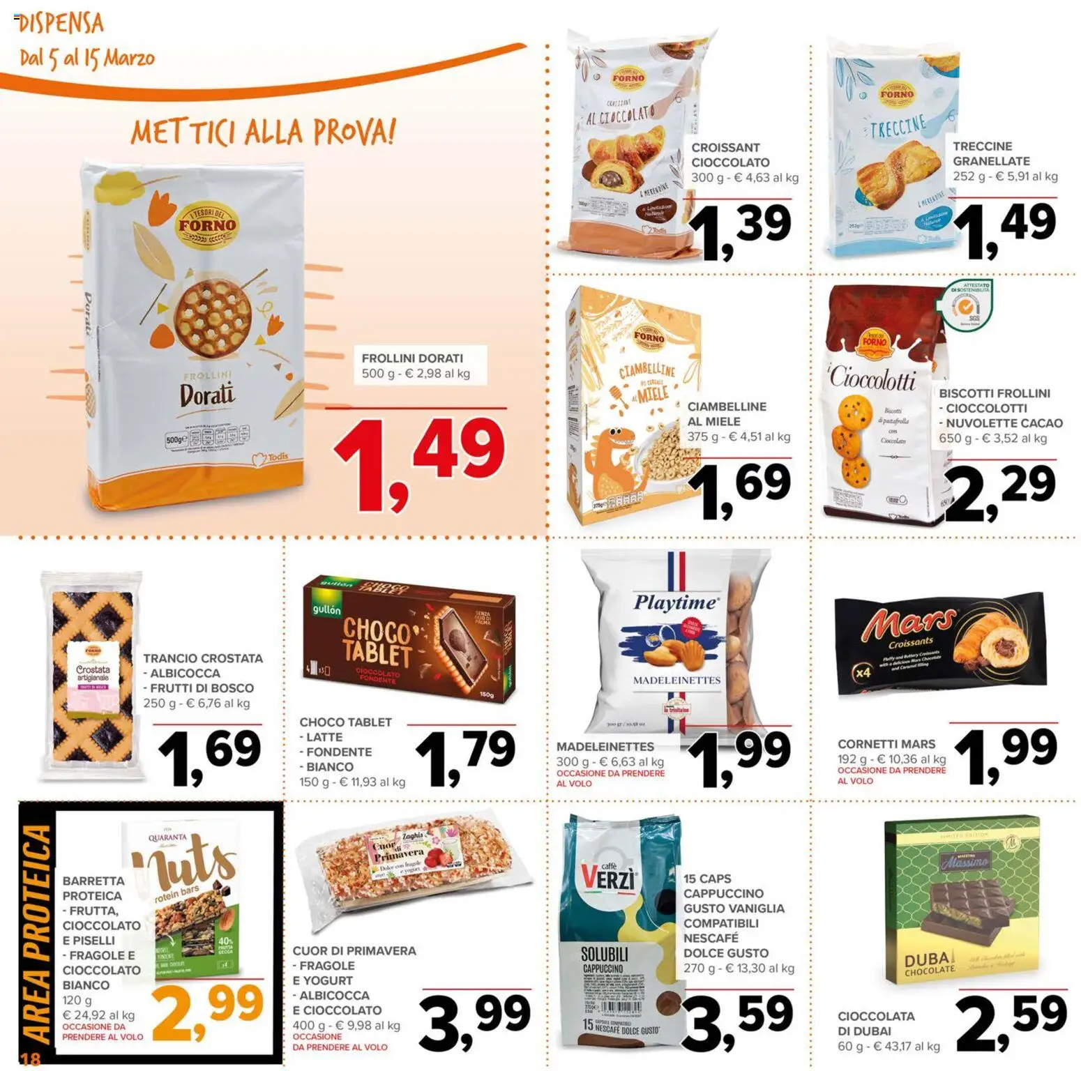 Volantino Todis del 05.03.2026 | Pagina: 18 | Prodotti: Yogurt, Cacao, Miele, Merendine