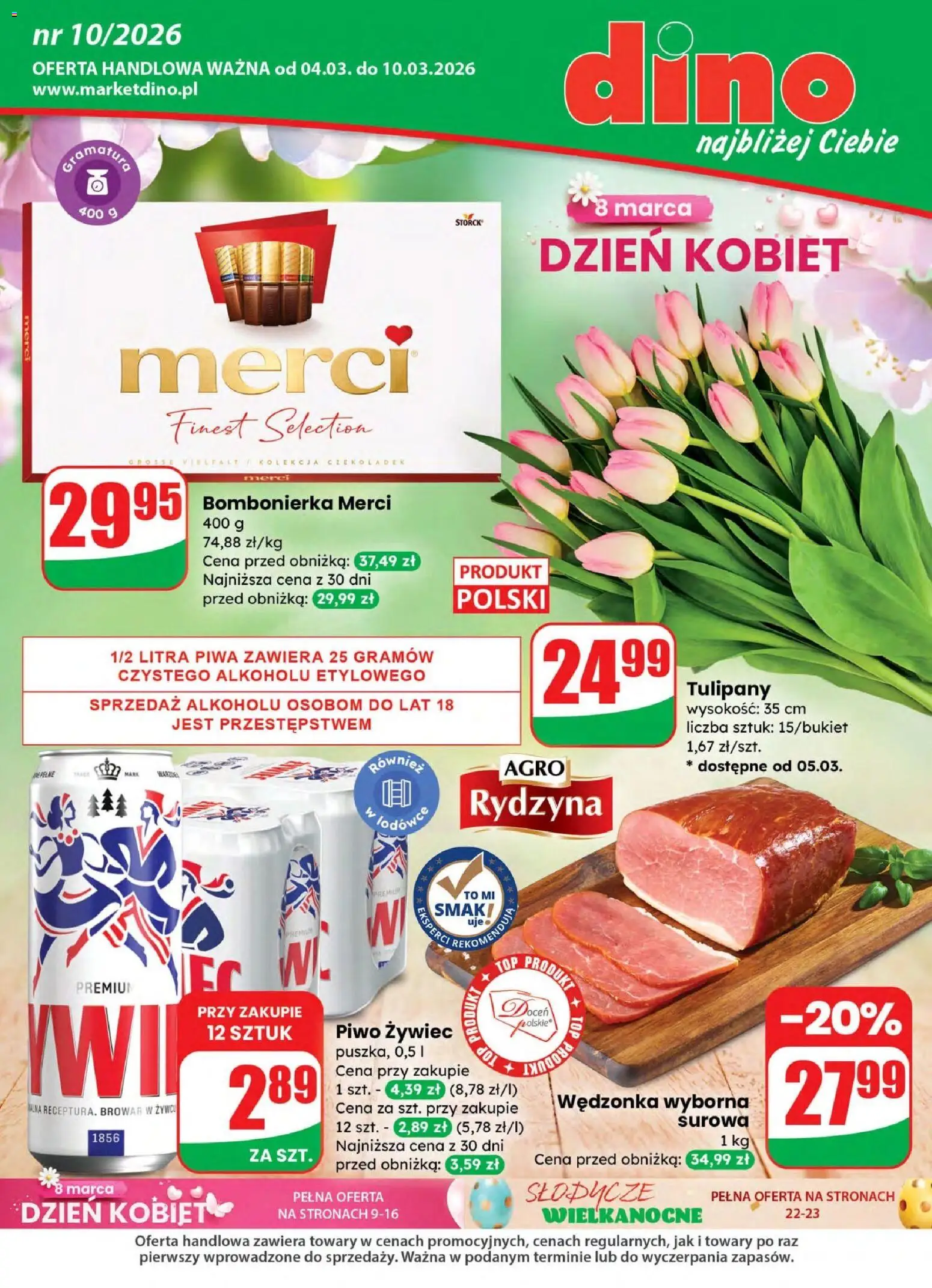 Dino gazetka od 04.03.2026 | Strona: 1 | Produkty: Słodycze, Bombonierka, Merci, Tulipany