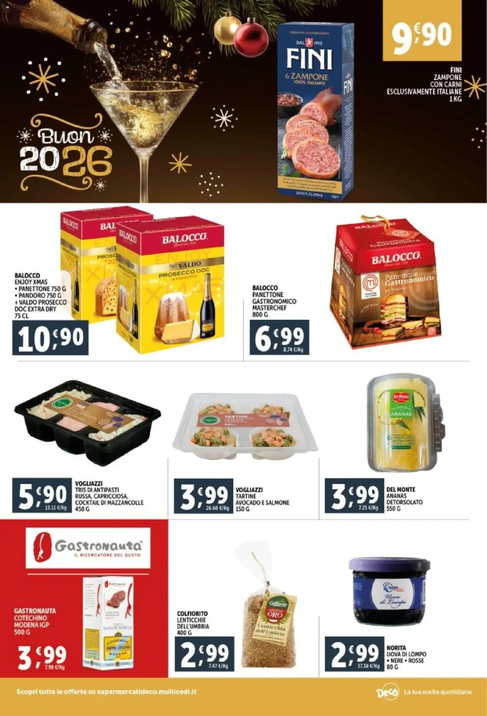 Volantino Decò del 29.12.2025 | Pagina: 2 | Prodotti: Salmone, Lenticchie, Ananas, Panettone