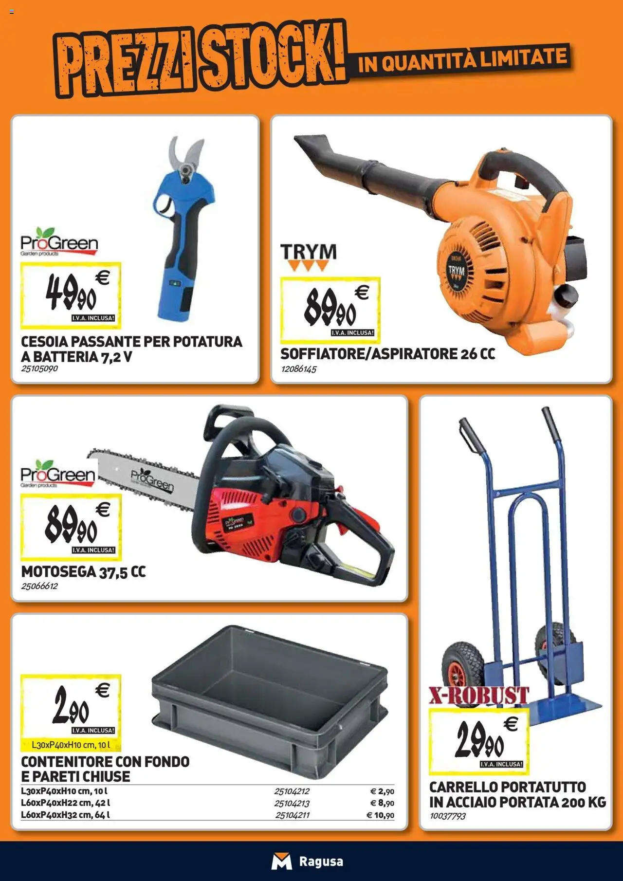 Volantino TECNOMAT del 24.09.2025 | Pagina: 24 | Prodotti: Carrello, Motosega, Contenitore, Batteria