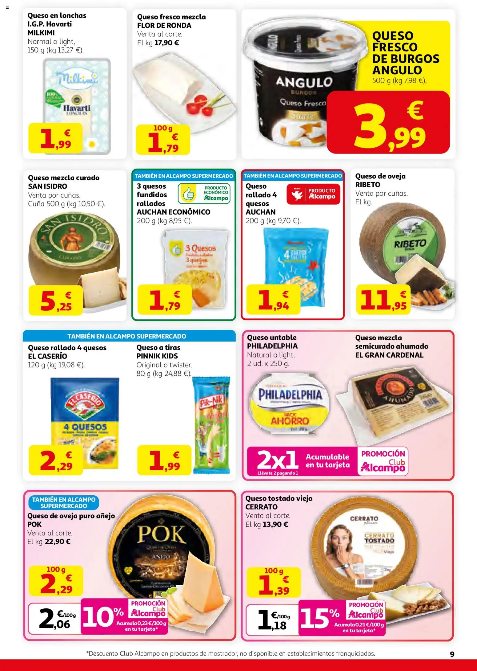 Alcampo HGU Nacional │ válido desde el 12.03.2026 | Página: 9 | Productos: Queso, Queso fresco, Queso rallado, Cuna