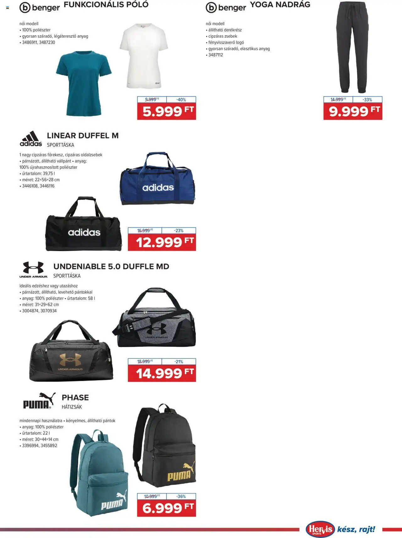 Hervis Sports akciós ujság - amely érvényes a következő dátumtól: 09.09.2025 | Oldal: 9 | Termékek: Hátizsák, Under armour, Nadrág