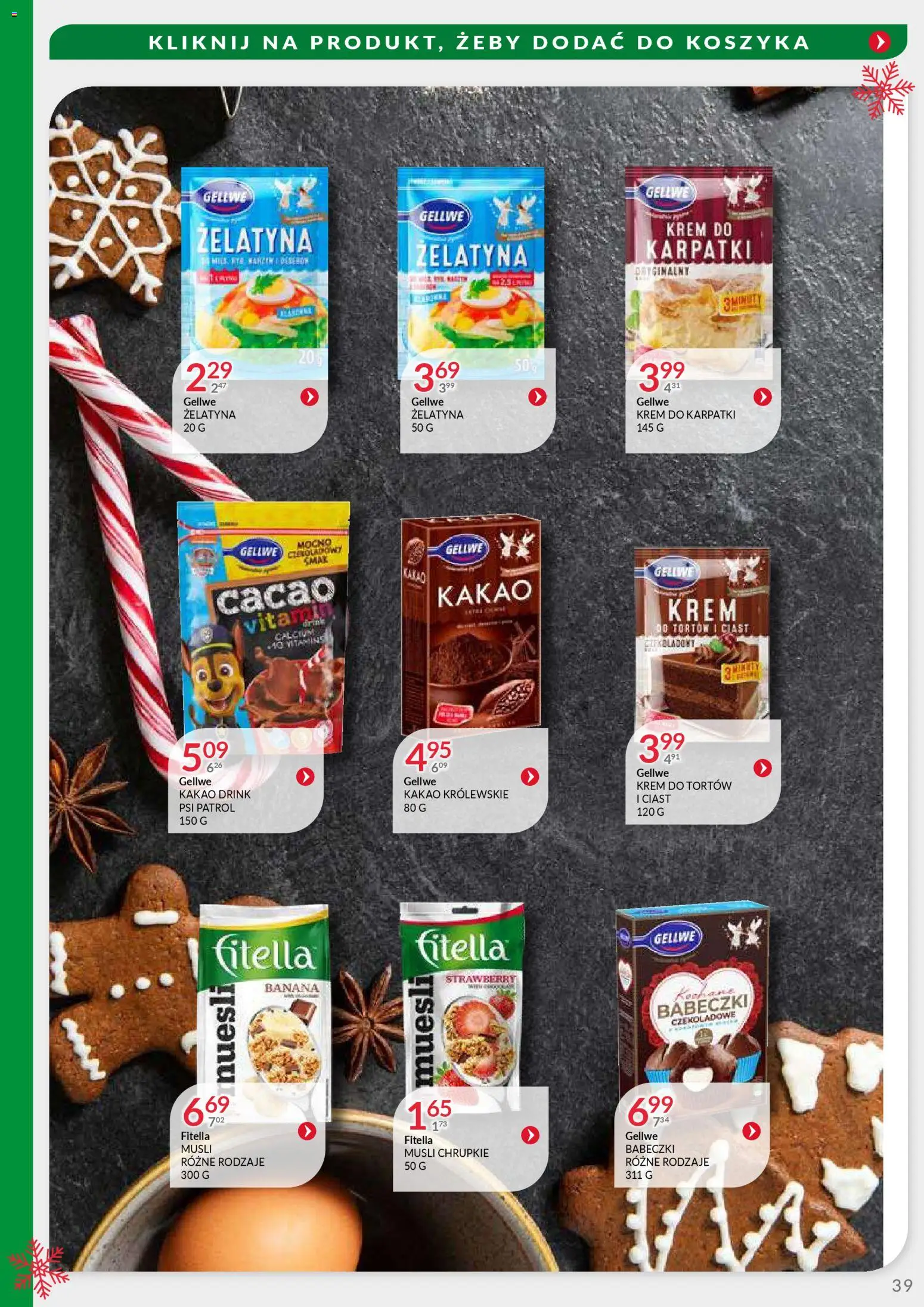 Eurocash Gazetka - Oferta Handlowa MR Południowy Wschód od 24.11.2025 | Strona: 39 | Produkty: Kakao, Żelatyna, Musli, Krem