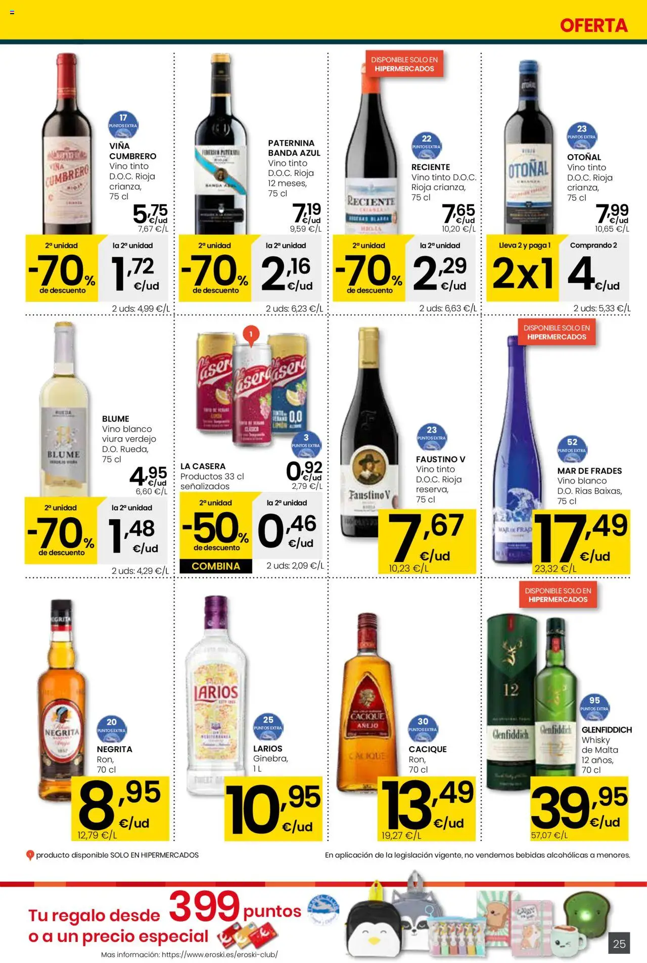 Eroski - Ofertón │ válido desde el 18.09.2025 | Página: 25 | Productos: Vino, Whisky
