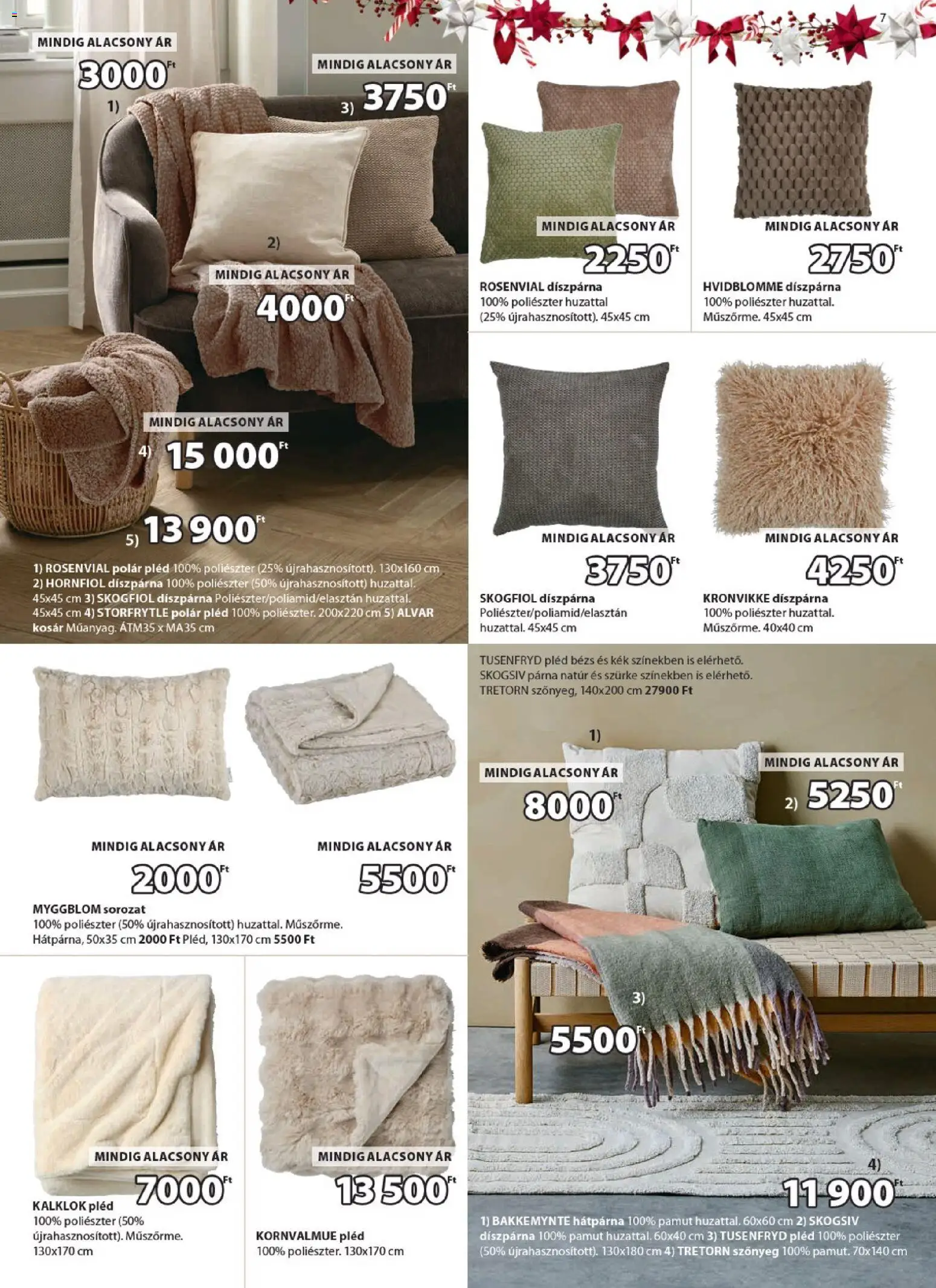 JYSK akciós ujság - amely érvényes a következő dátumtól: 10.12.2025 | Oldal: 7 | Termékek: Párna, Szőnyeg, Pléd, Díszpárna