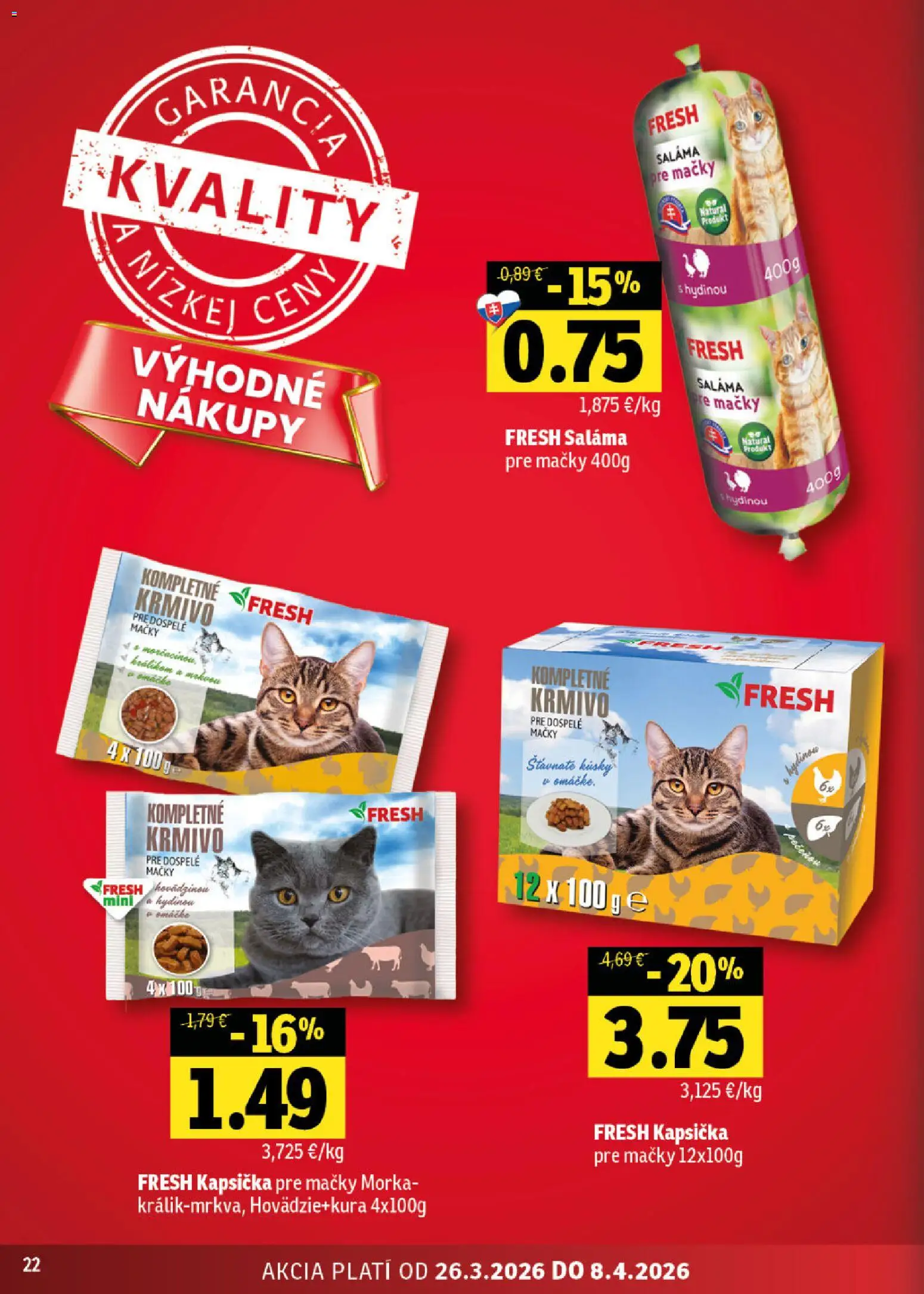 Nové Fresh akcie – leták je platný od 26.03.2026 | Strana: 22 | Produkty: Saláma