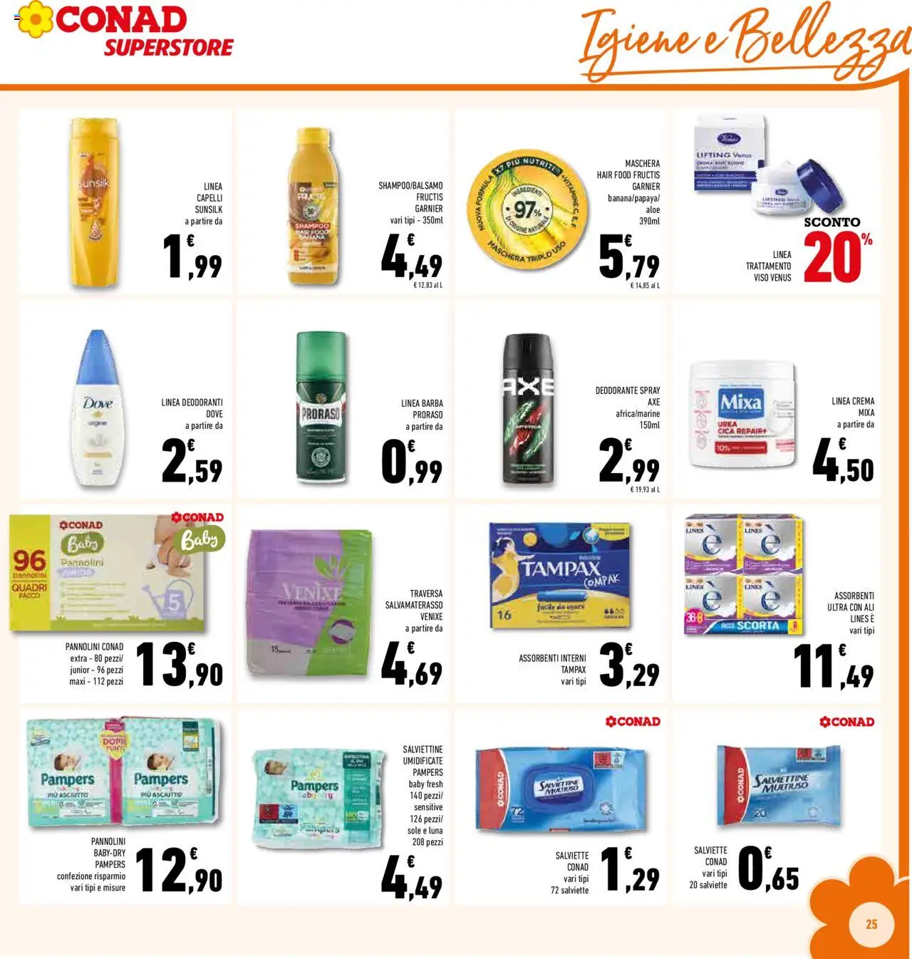 Volantino Conad del 13.08.2025 | Pagina: 25 | Prodotti: Shampoo, Maschera, Deodorante, Pampers