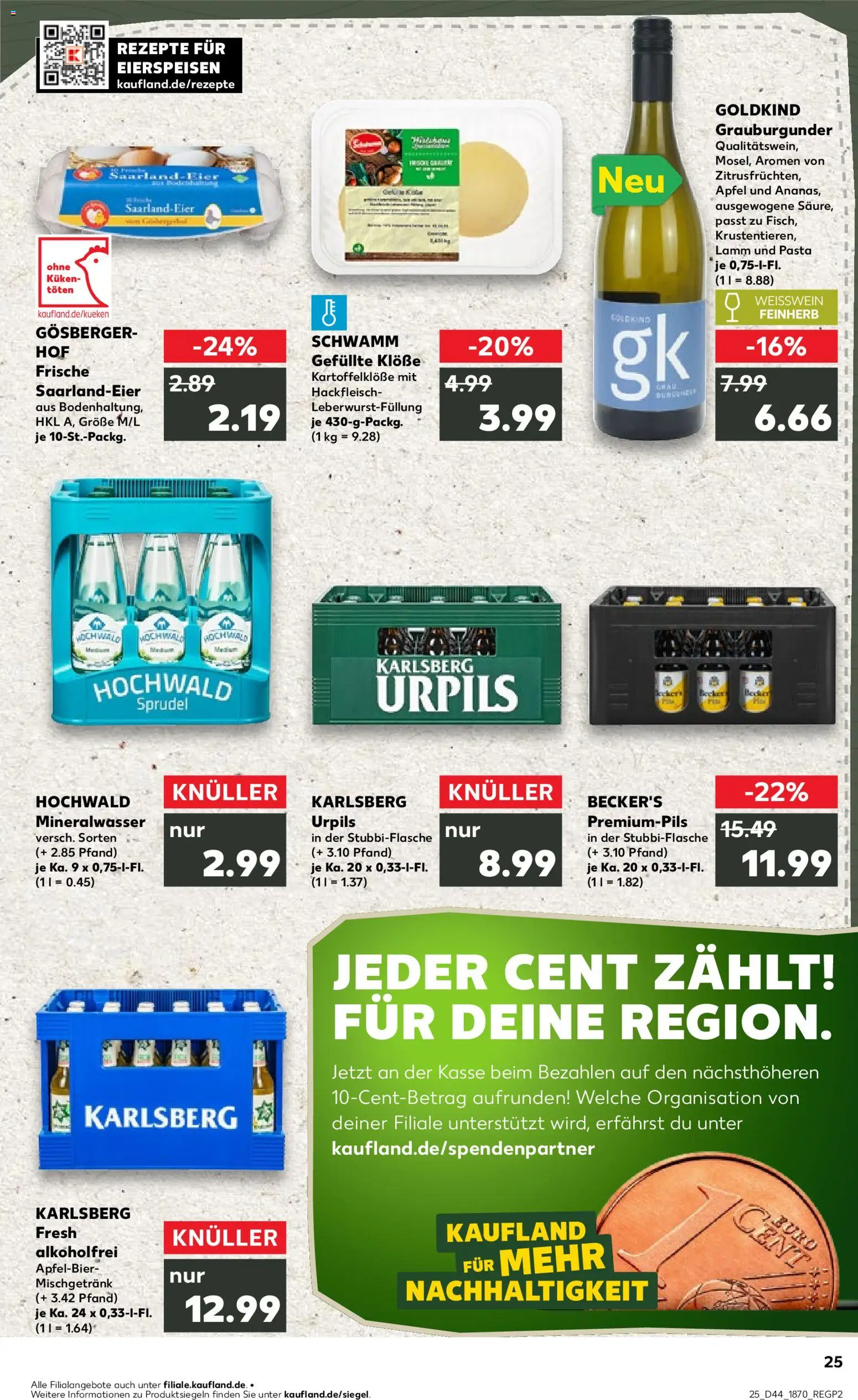Kaufland prospekt Völklingen	 – gültig ab 30.10.2025 | Seite: 25 | Produkte: Weißwein, Äpfel, Mineralwasser, Pasta