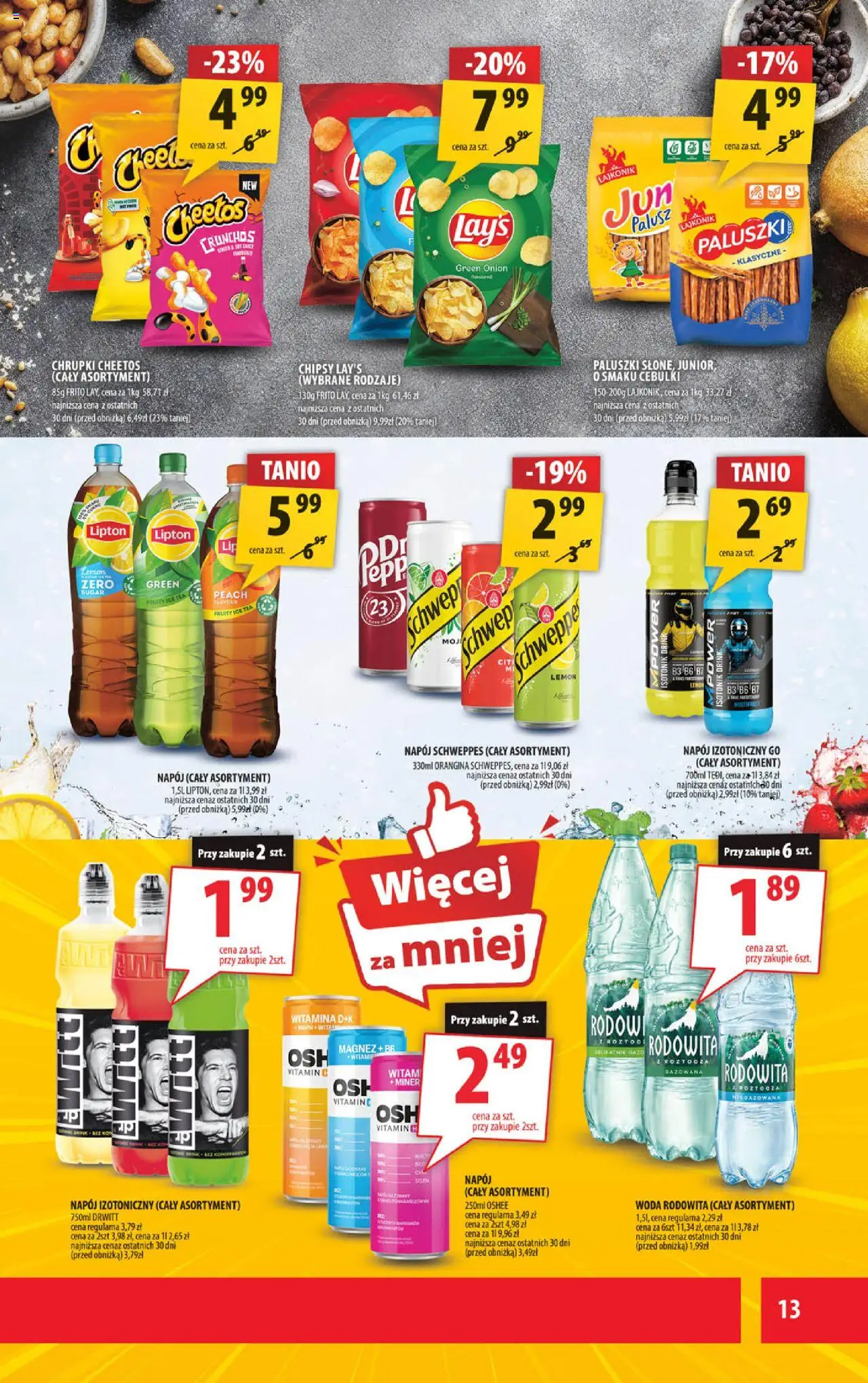 Arhelan Gazetka od 11.08.2025 | Strona: 13 | Produkty: Chipsy, Chrupki, Paluszki, Woda